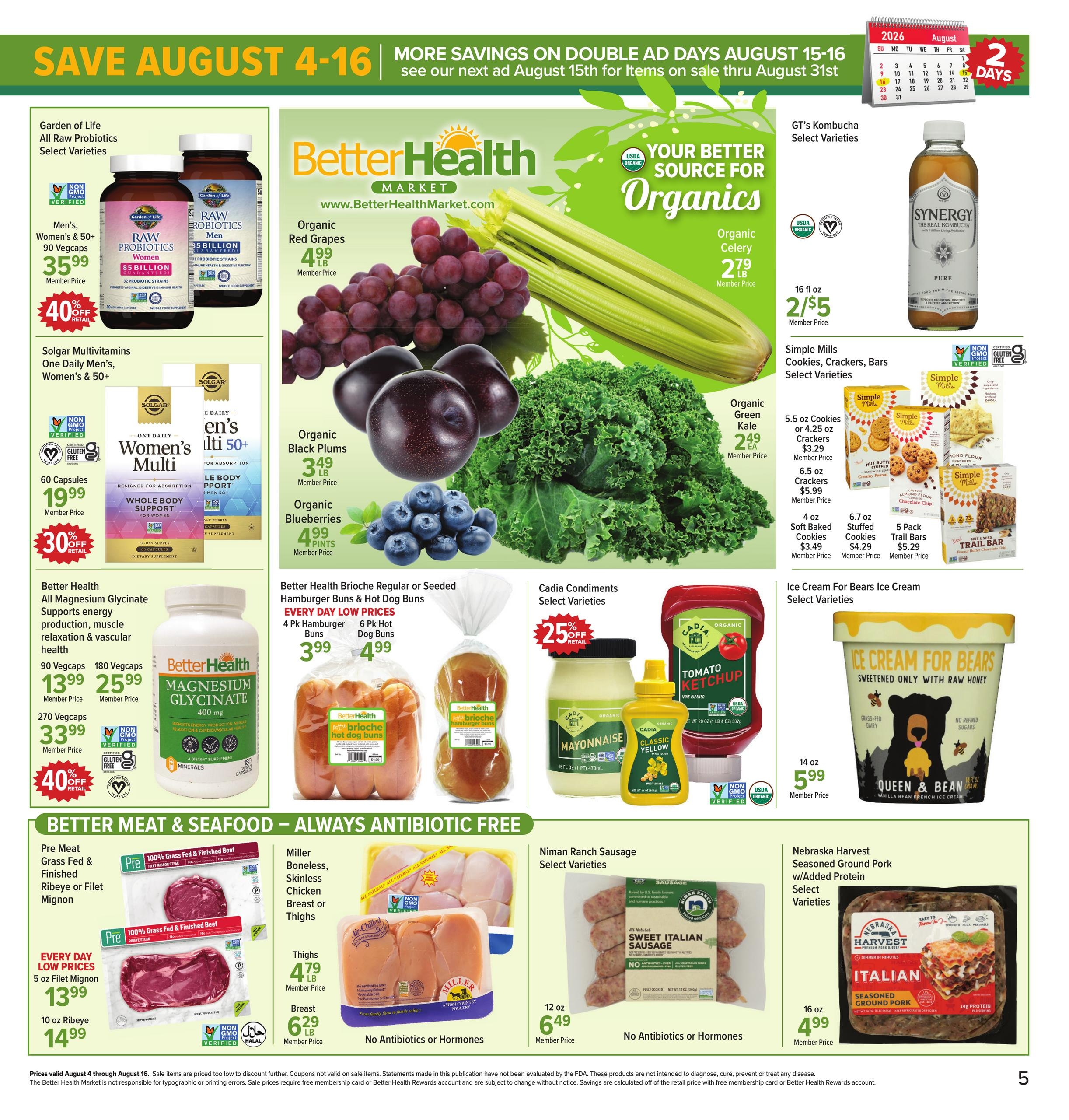 Better Health Market Weekly Ad August 1 - 16, 2026