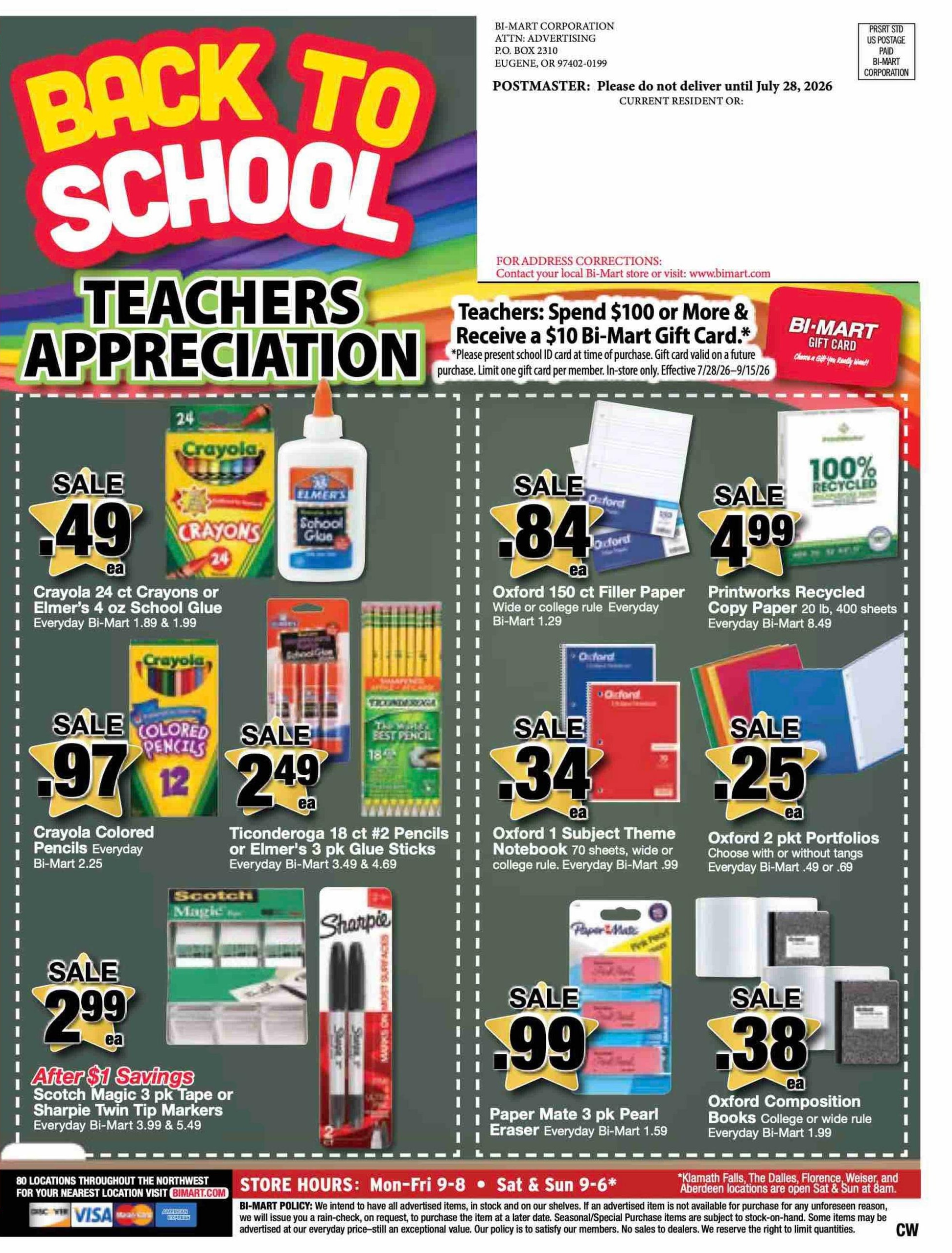 Bi-Mart (Redding Area, CA) Weekly Ad July 28 - August 17, 2026