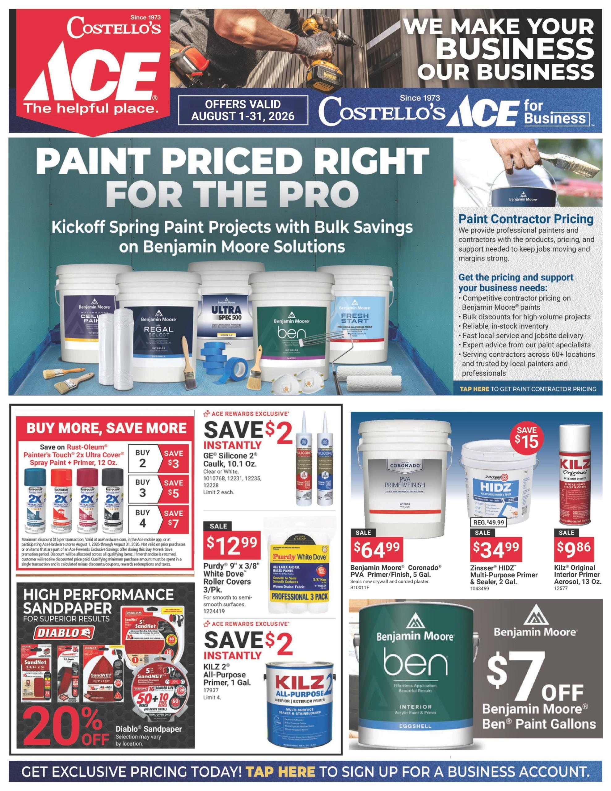 Costello's Ace Weekly Ad August 1 - 31, 2026
