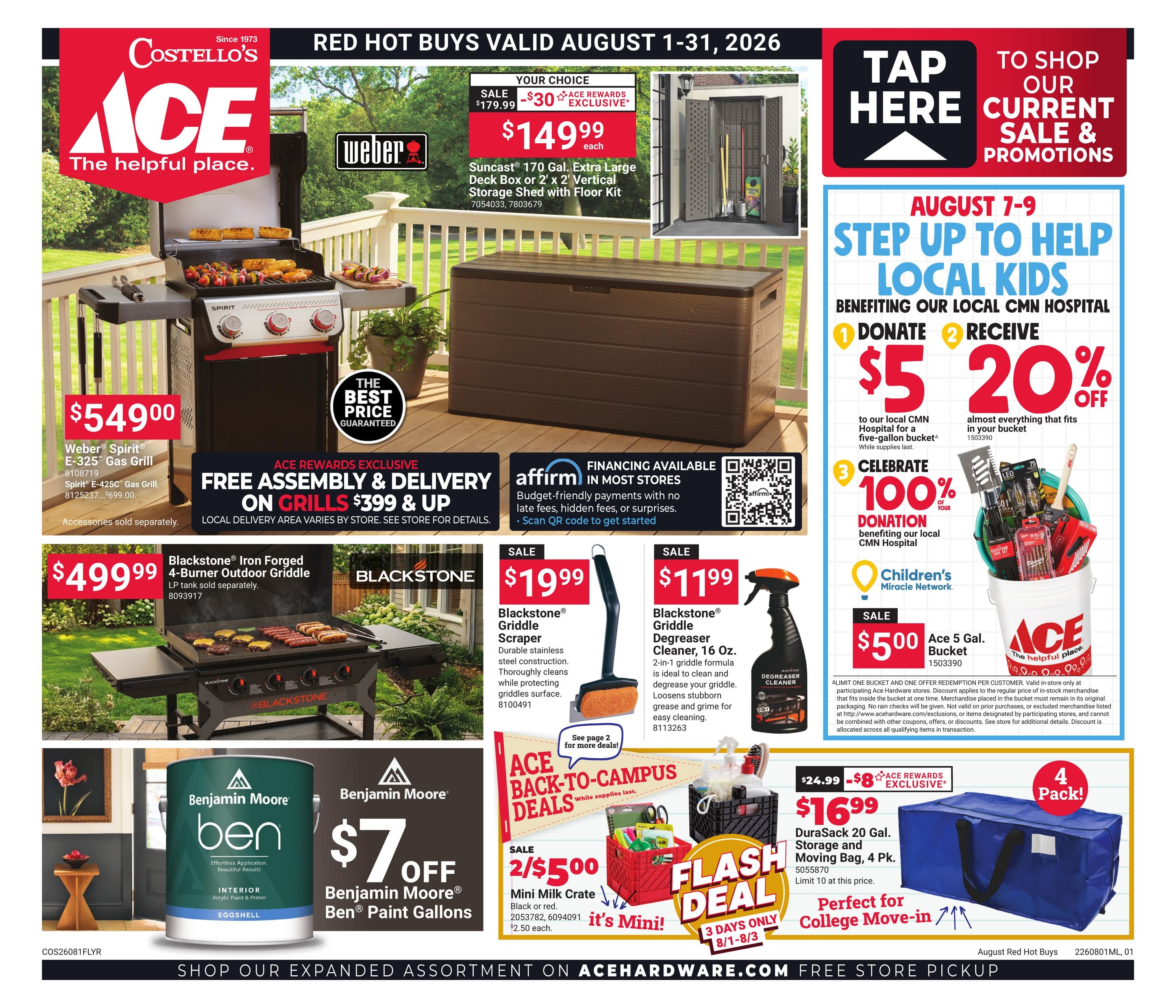 Costello's Ace Weekly Ad August 1 - 31, 2026