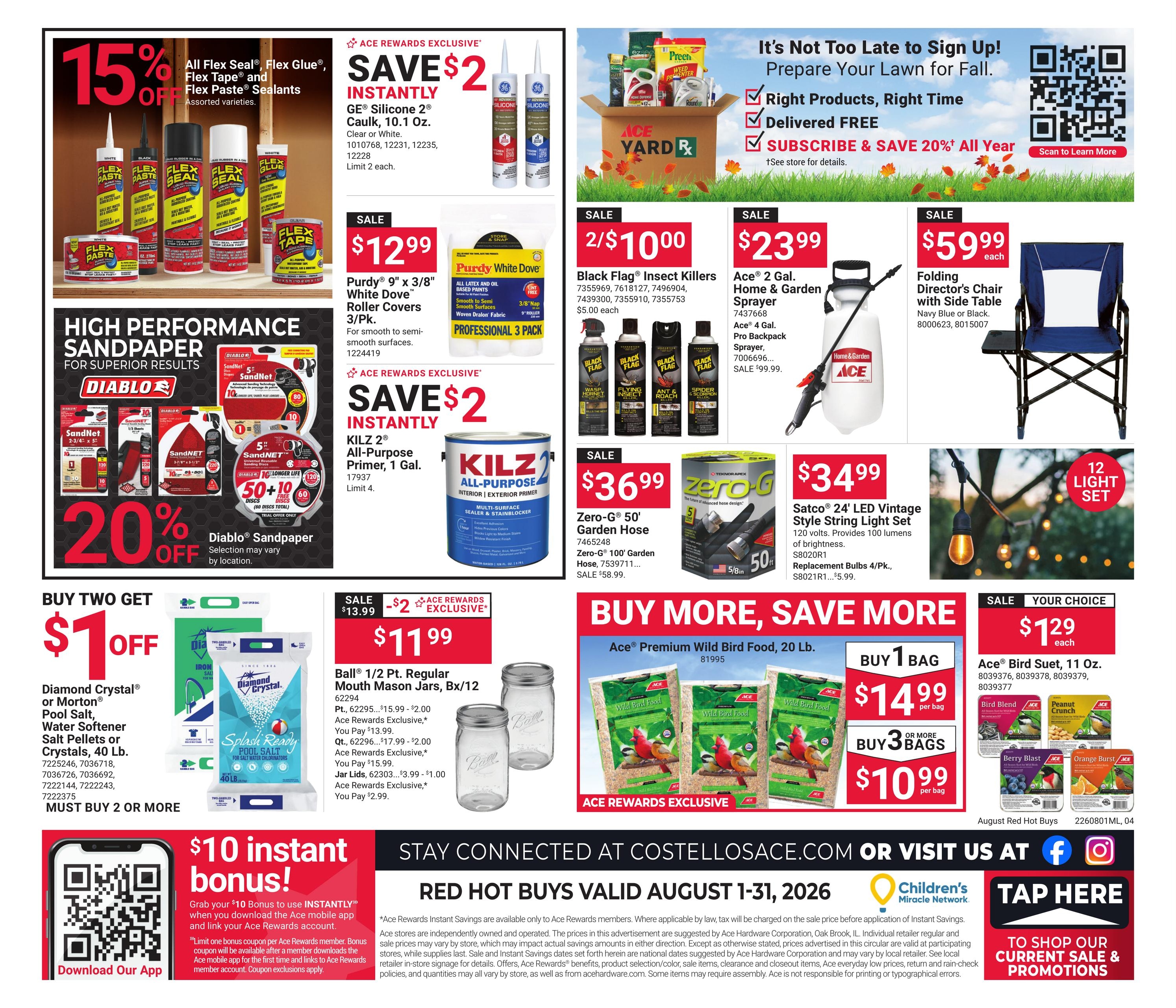 Costello's Ace Weekly Ad August 1 - 31, 2026