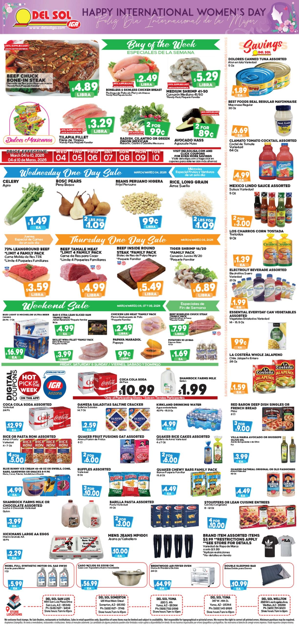 Del Sol IGA (Yuma–Holtville Area, AZ–CA) Weekly Ad April 3 - October 3, 2026