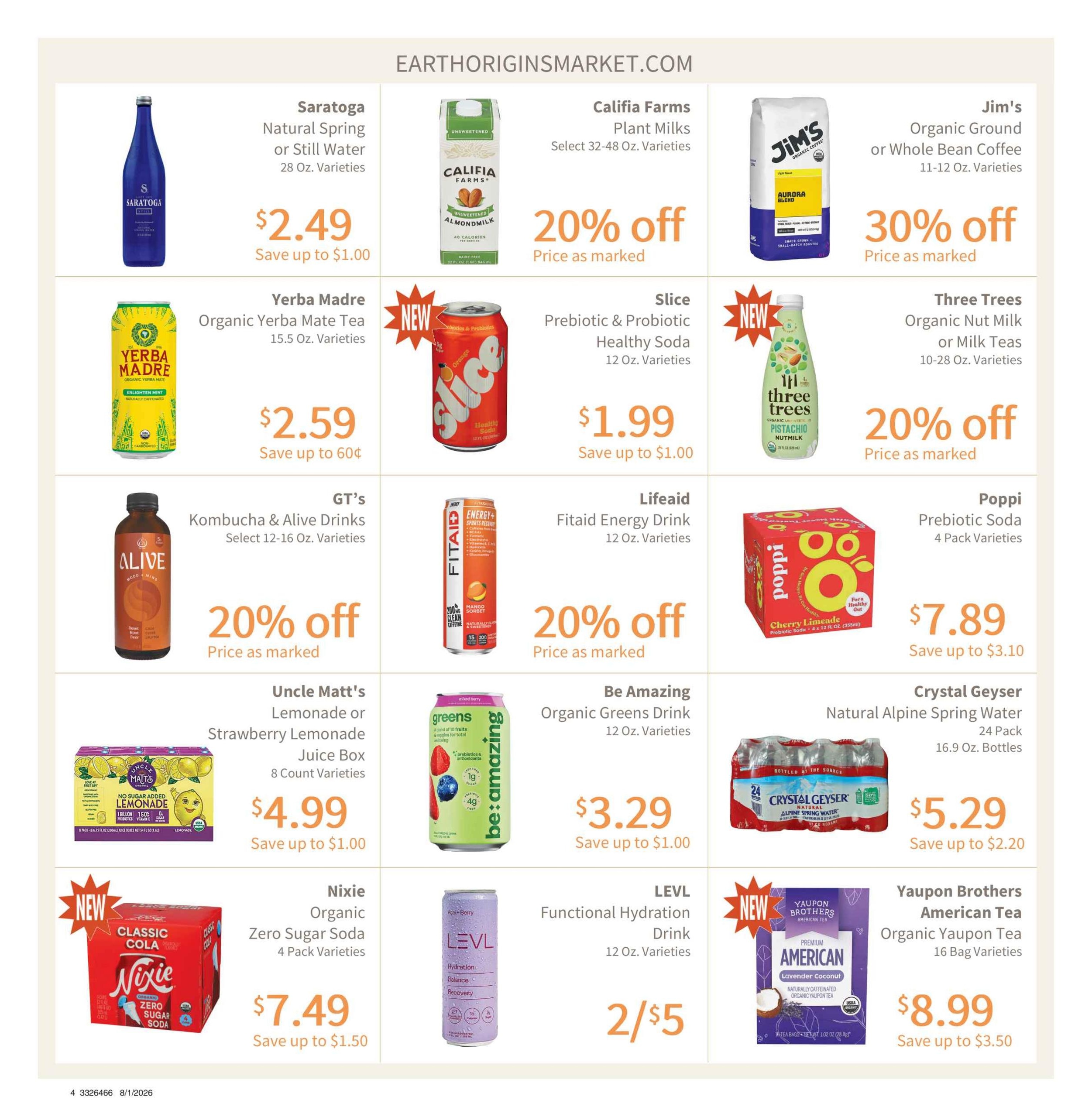 Earth Origins Weekly Ad July 30 - August 5, 2026