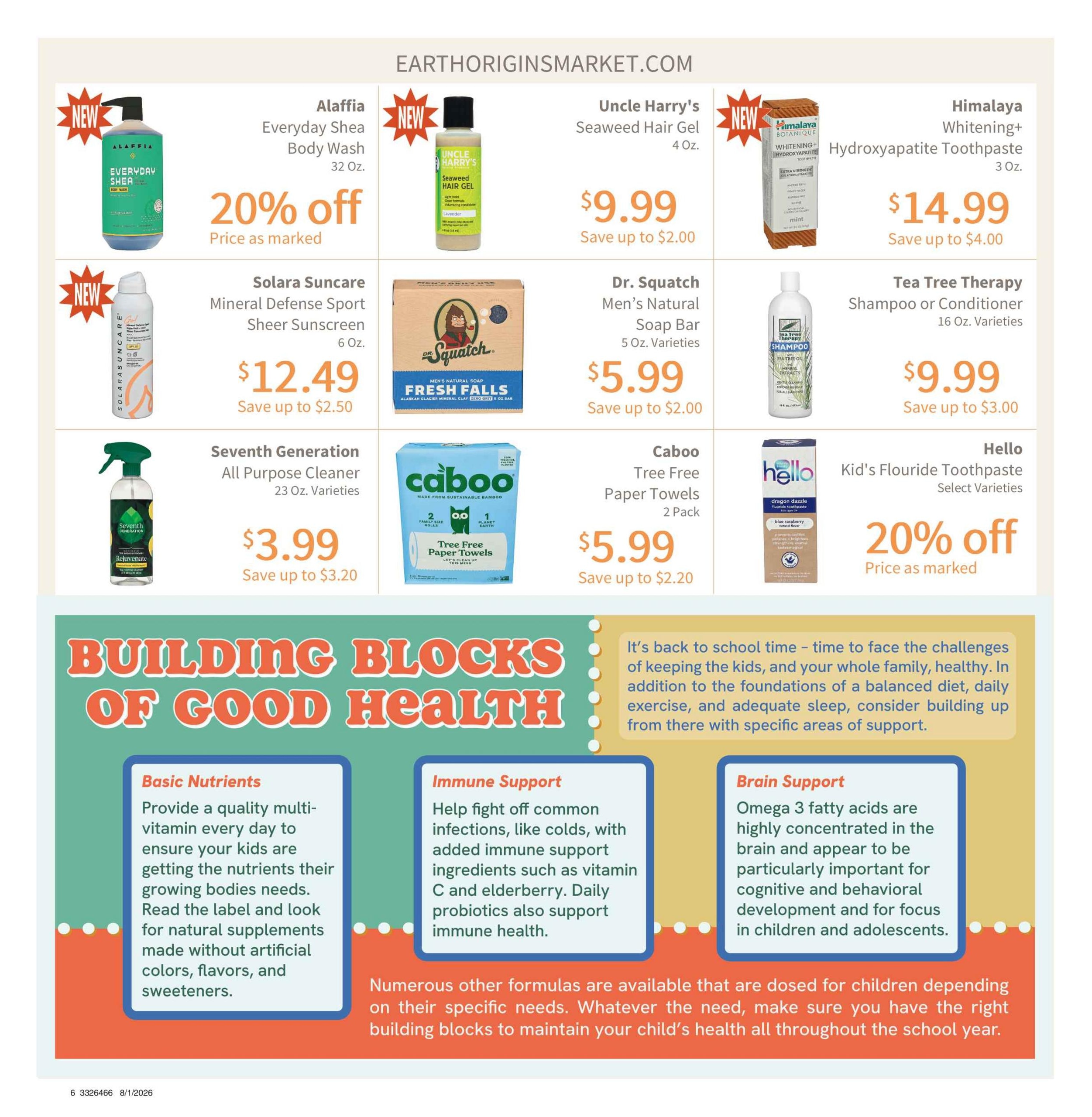 Earth Origins Weekly Ad July 30 - August 5, 2026