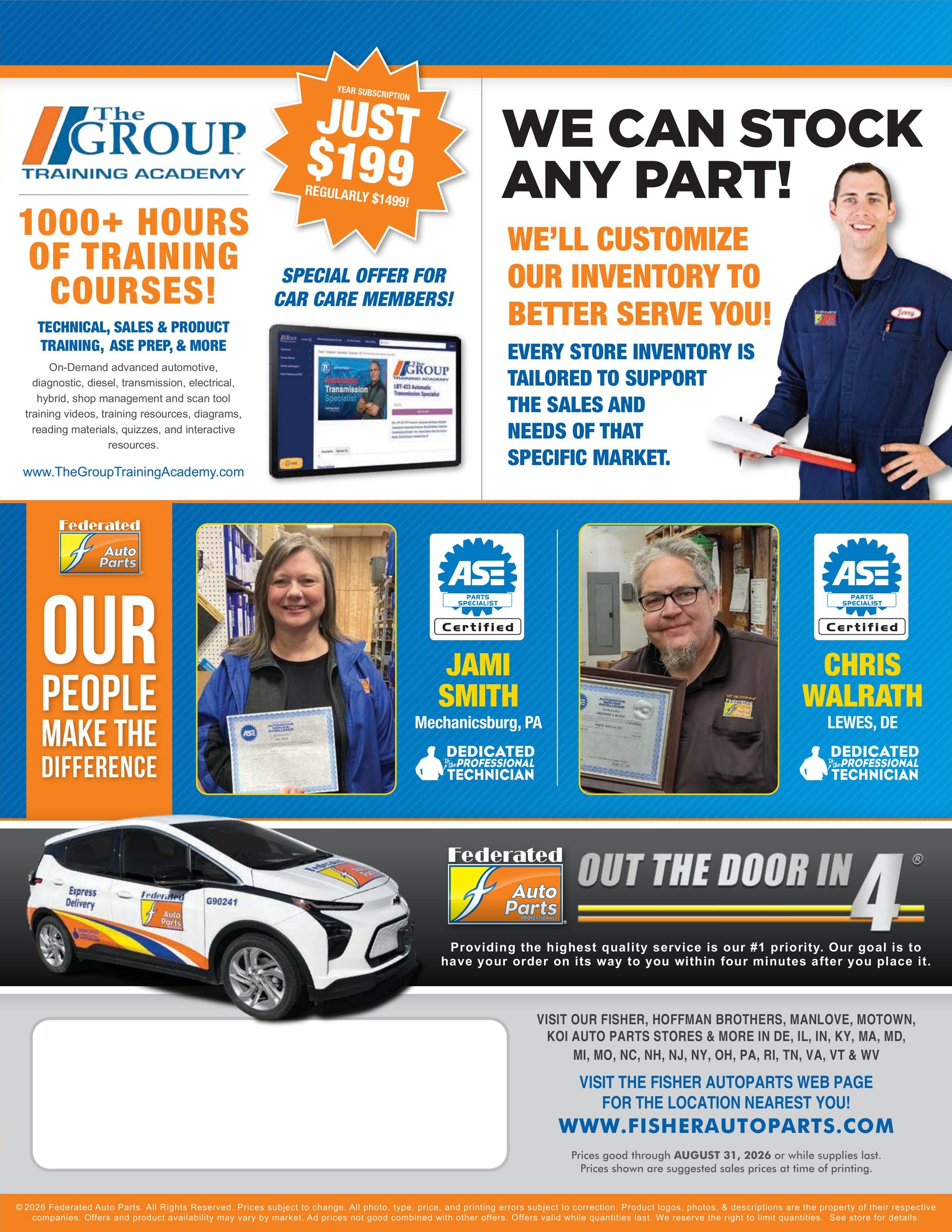 Fisher Auto Parts Weekly Ad July 1 - August 31, 2026