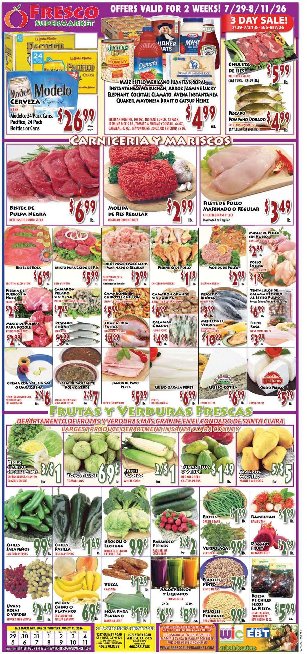 Fresco Supermarket Weekly Ad July 29 - August 11, 2026