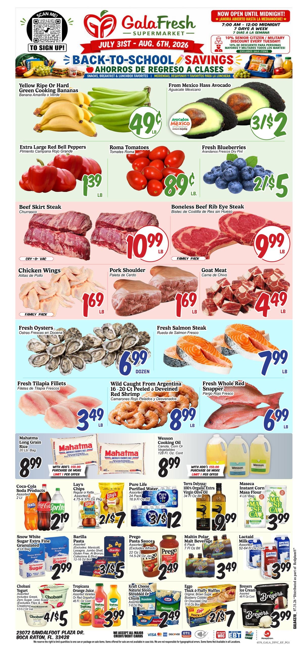 Gala Supermarkets (Coral Springs–Boca Raton Area, FL) Weekly Ad July 31 - August 6, 2026
