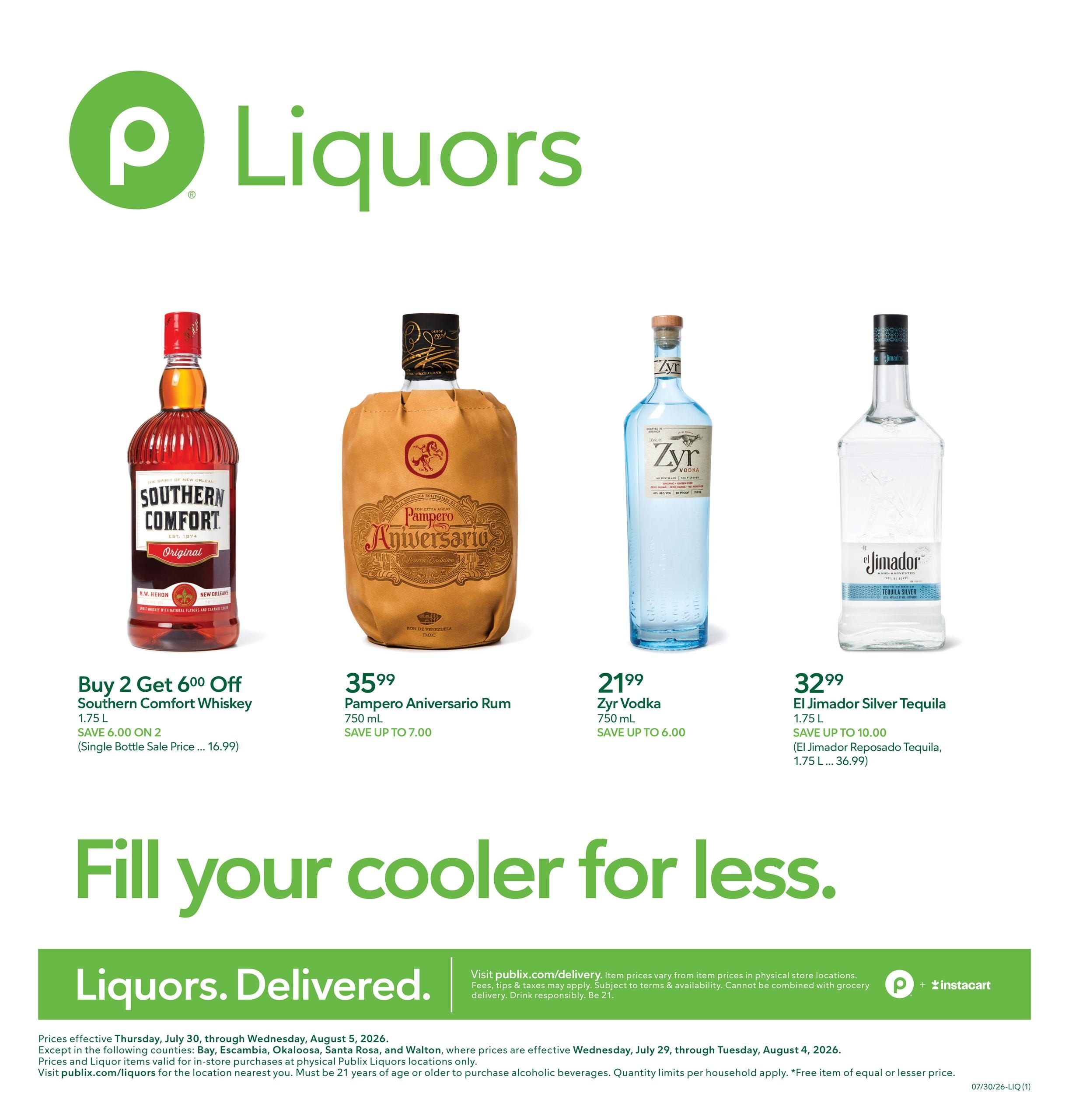 Publix Liquors Liquor Weekly Ad July 30 - August 5, 2026