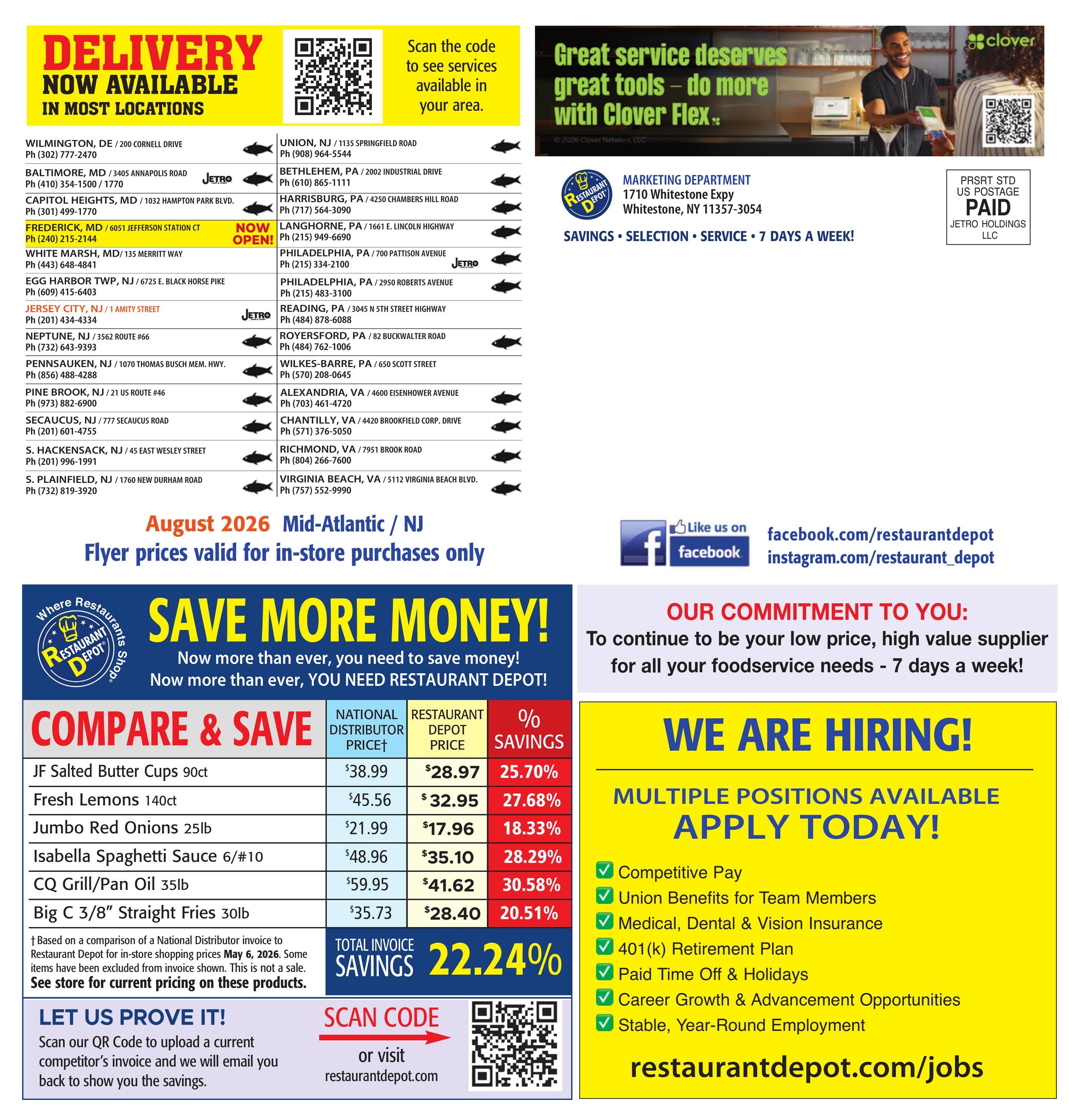 Restaurant Depot (DC, MD, NJ, NY, PA, VA) Weekly Ad August 1 - 31, 2026