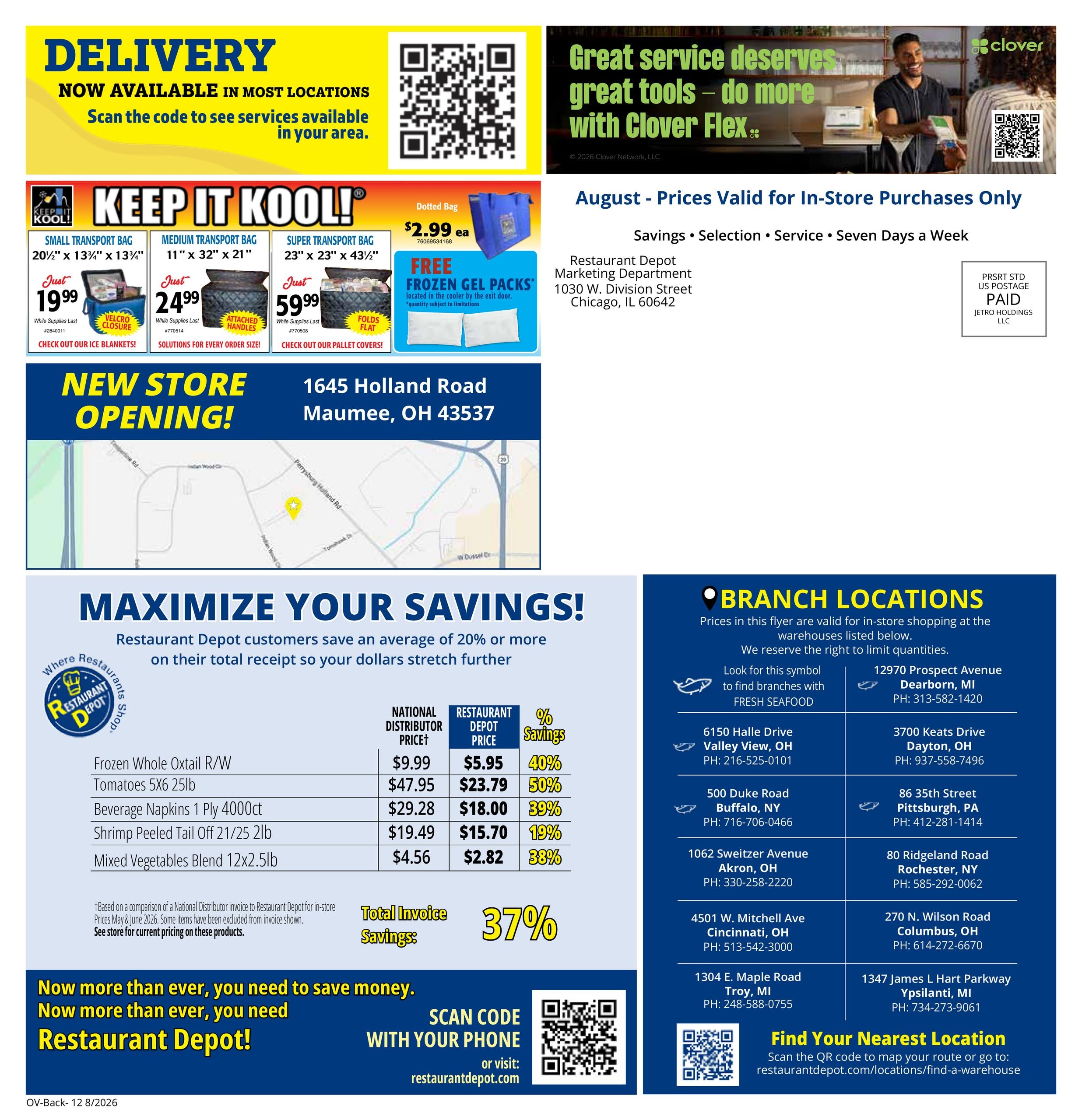 Restaurant Depot (IN, KY, MI, NY, OH, PA) Weekly Ad August 1 - 31, 2026
