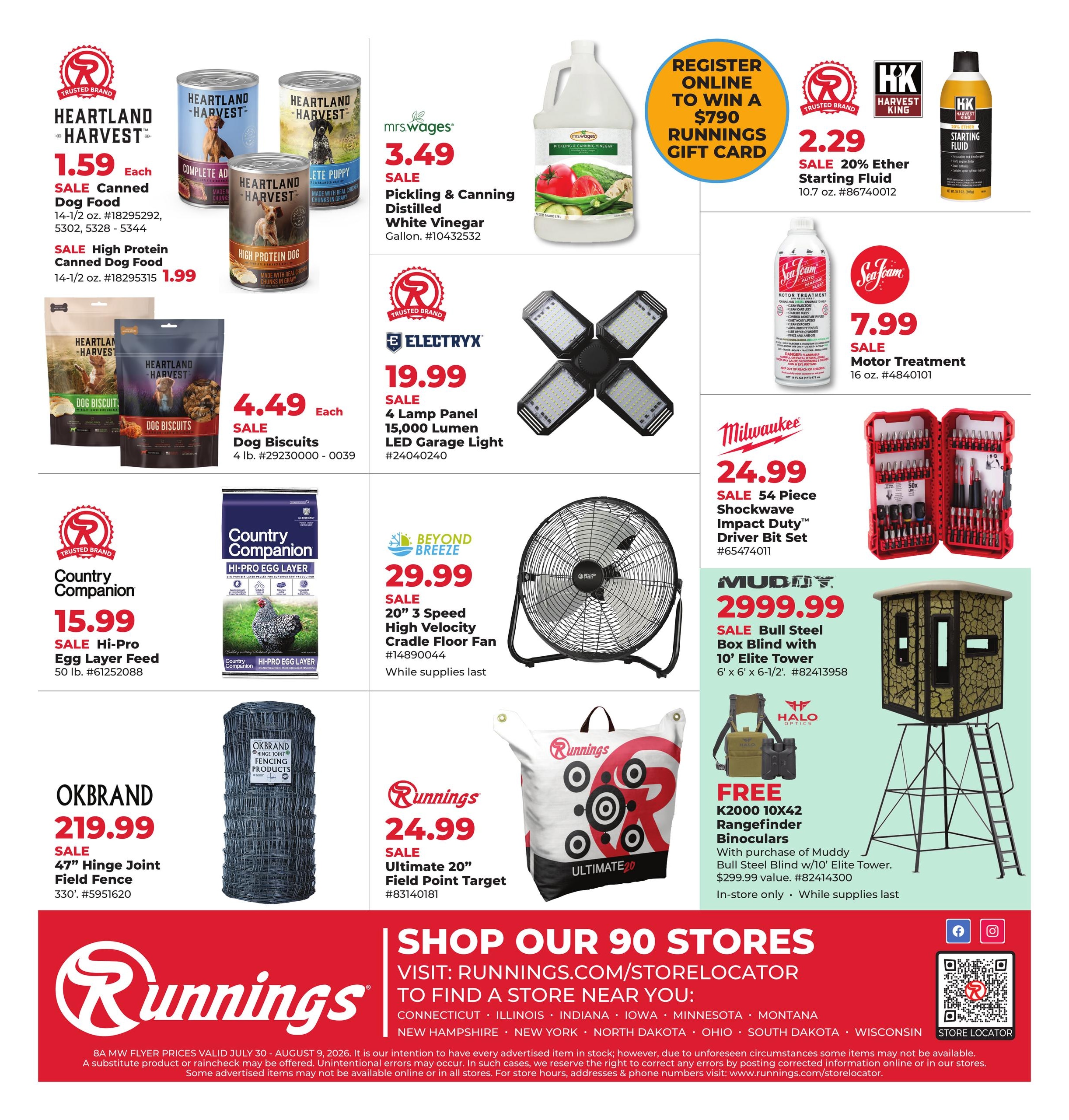 Runnings (IA, MN, MT, ND, SD, WI) Celebrating 79 Years Weekly Ad July 30 - August 9, 2026