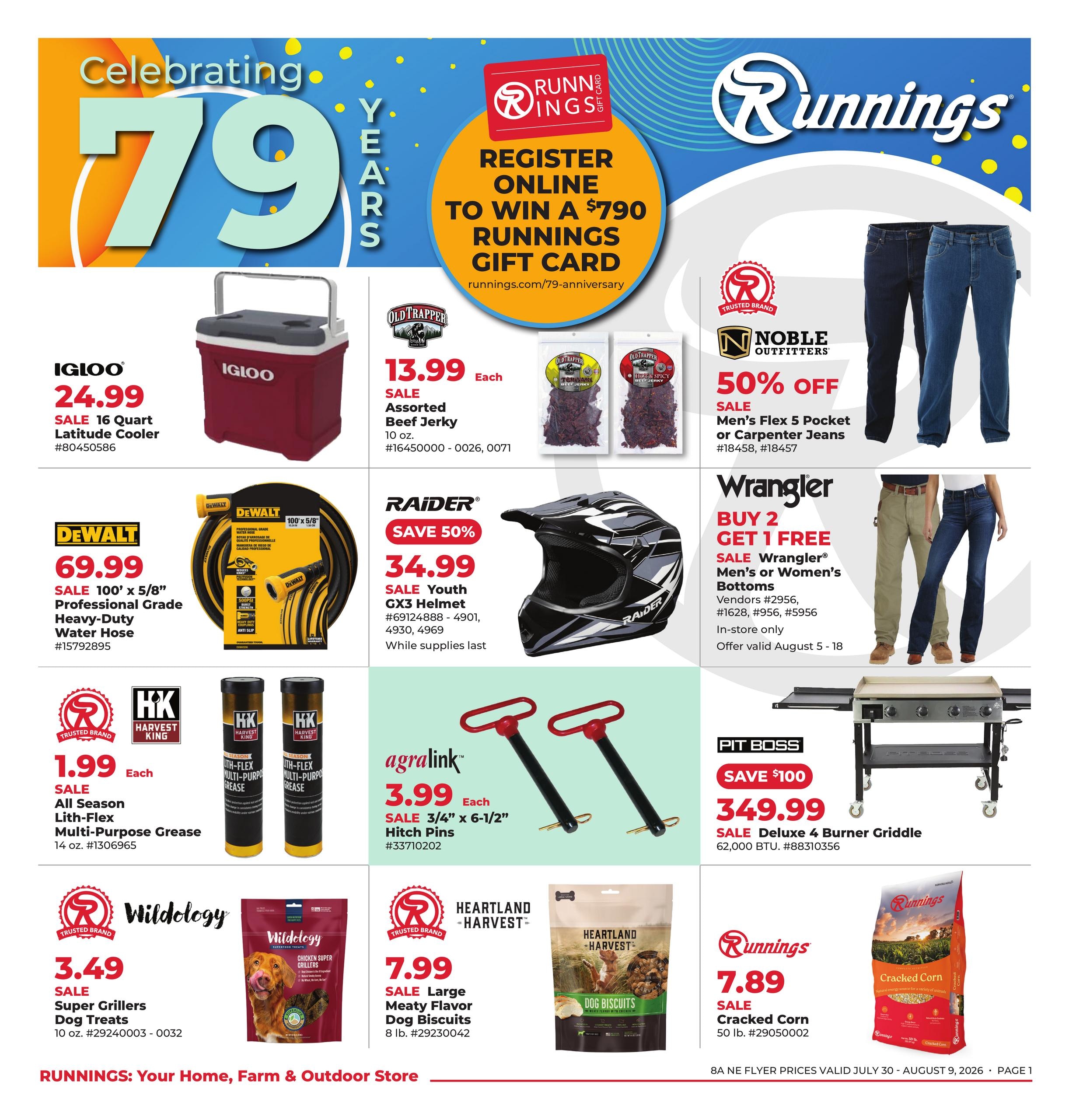 Runnings (MA, NY, PA, RI) Celebrating 79 Years Weekly Ad July 30 - August 9, 2026