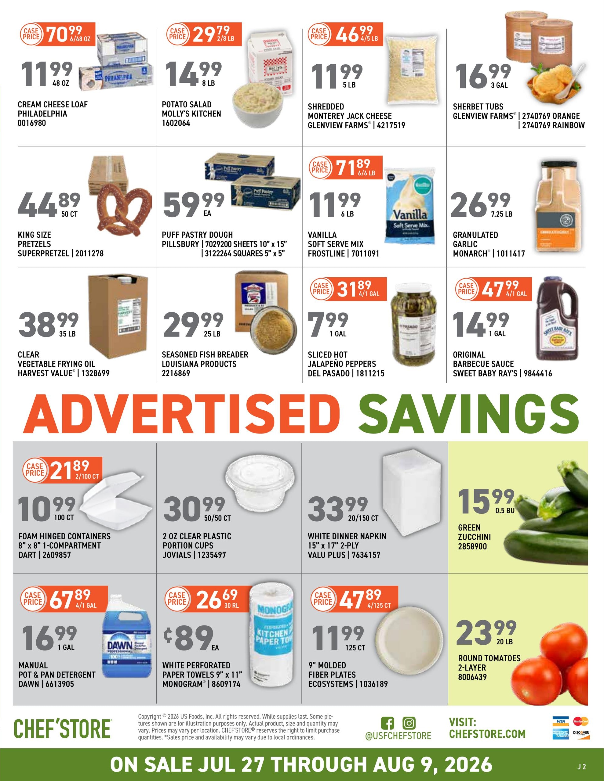 US Foods CHEF’STORE (OK, TX) Weekly Ad July 27 - August 9, 2026