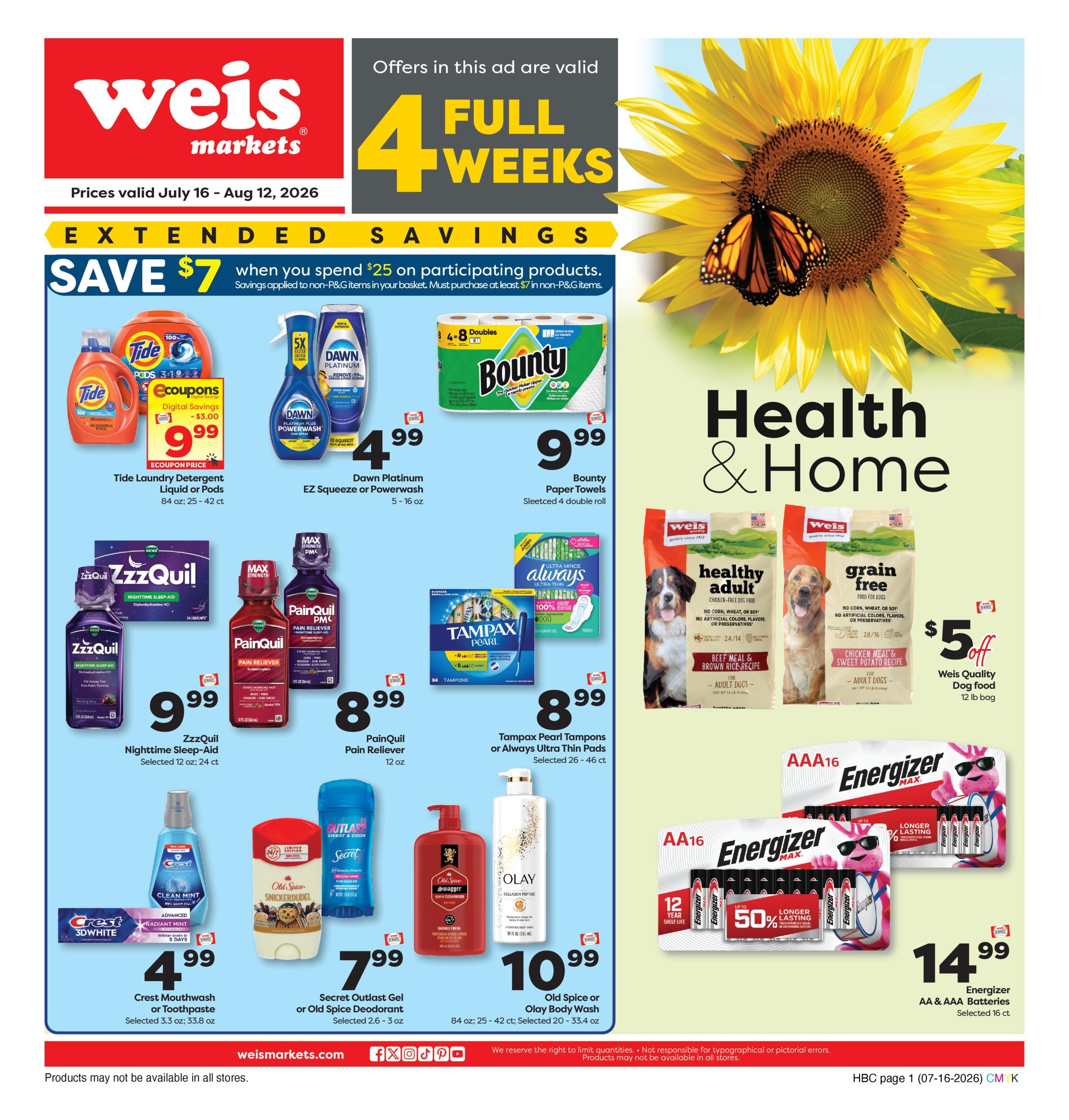 Weis Markets Monthly Home Weekly Ad July 16 - August 12, 2026