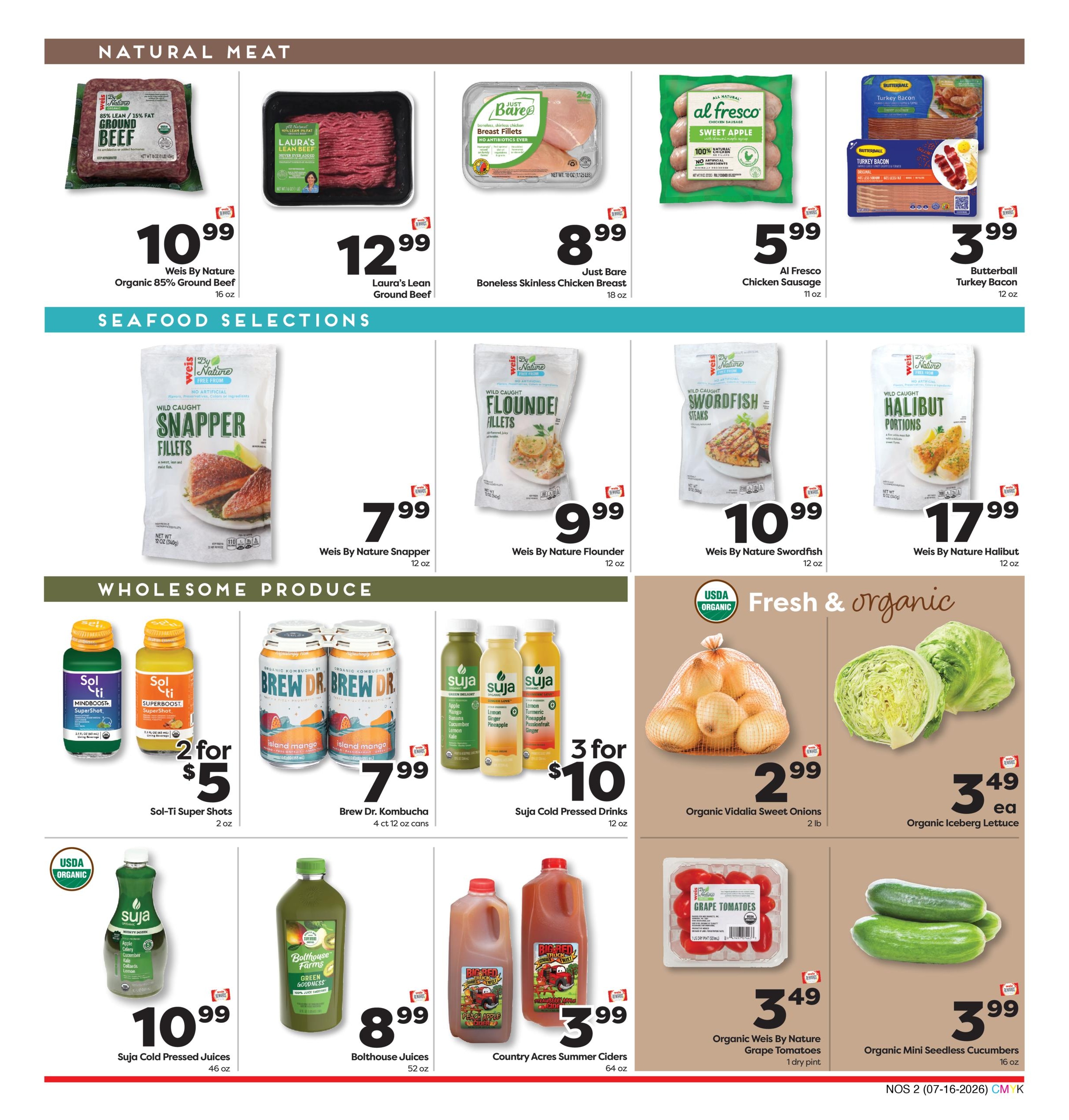 Weis Markets Natural & Organic Weekly Ad July 16 - August 12, 2026