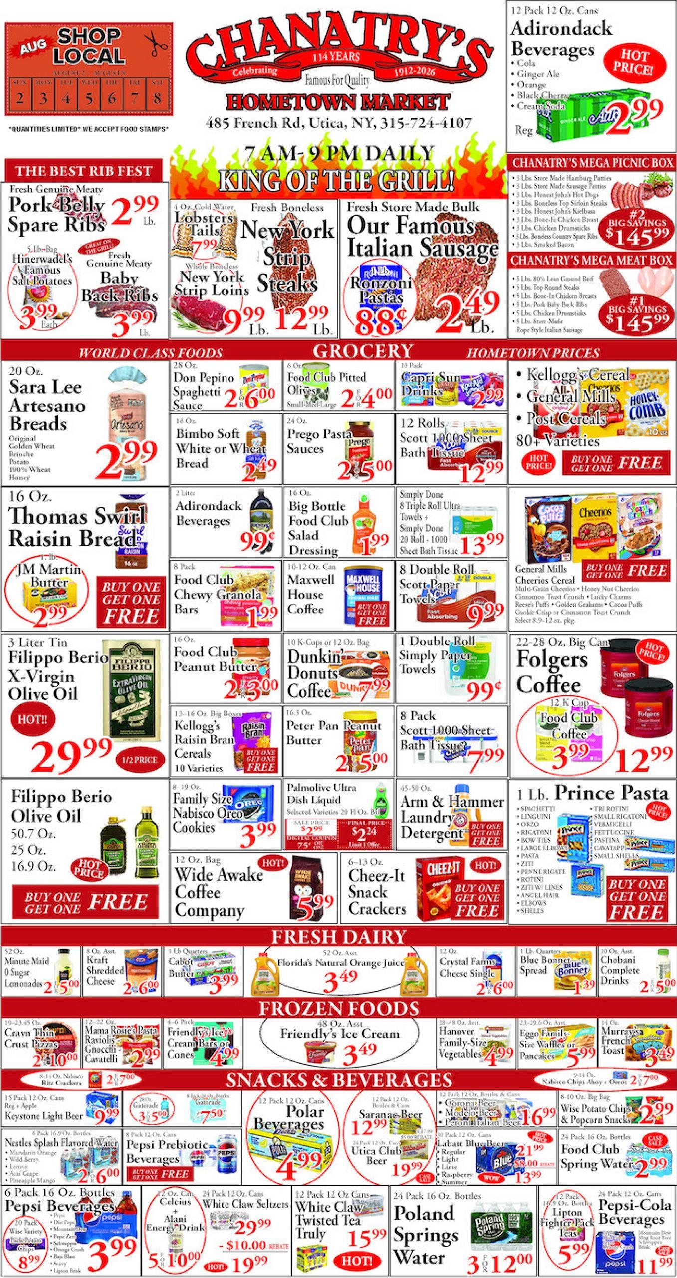 Chanatry's Hometown Market Weekly Ad August 2 - 8, 2026