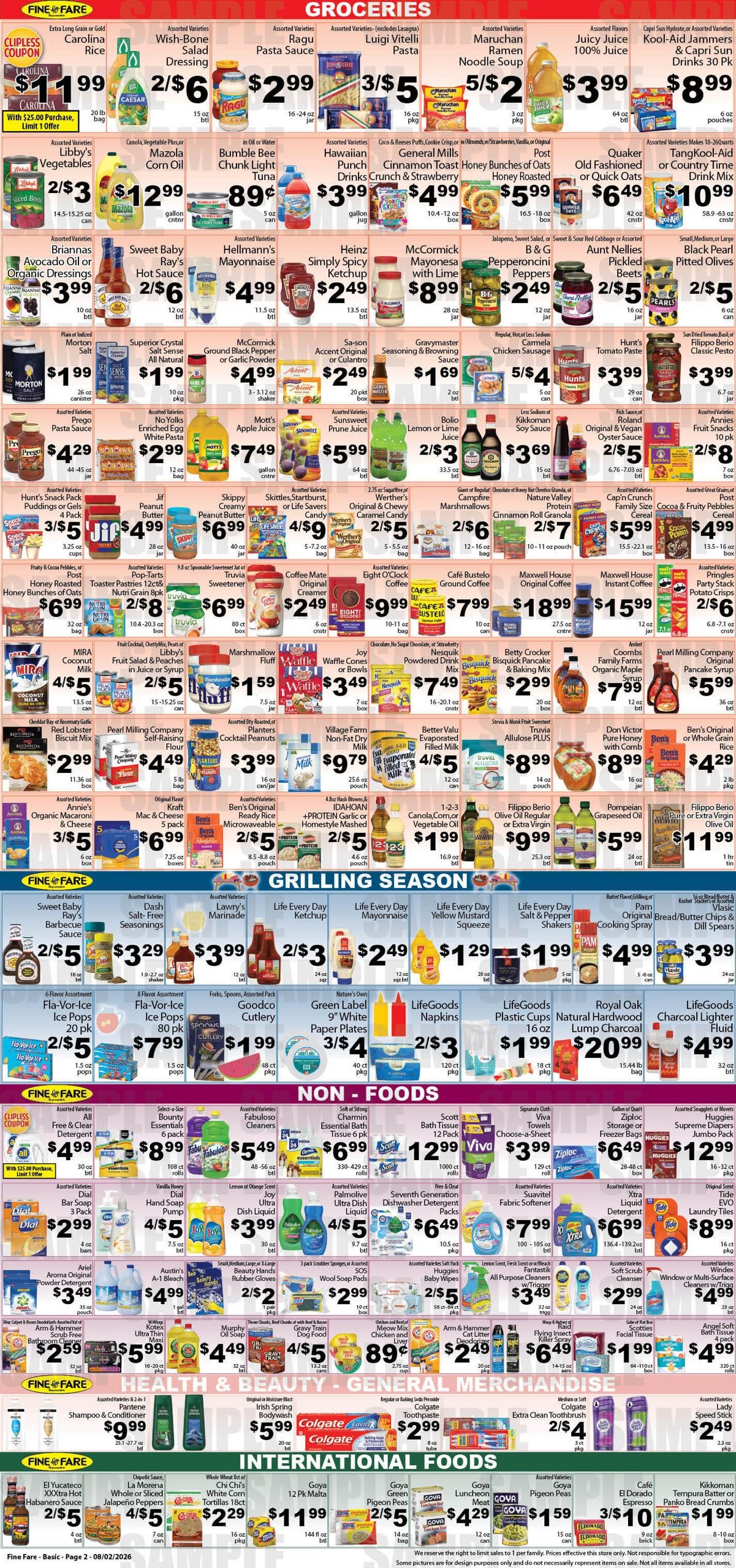 Fine Fare Supermarkets (New York–Jersey City Area, NJ–NY) Weekly Ad August 2 - 8, 2026
