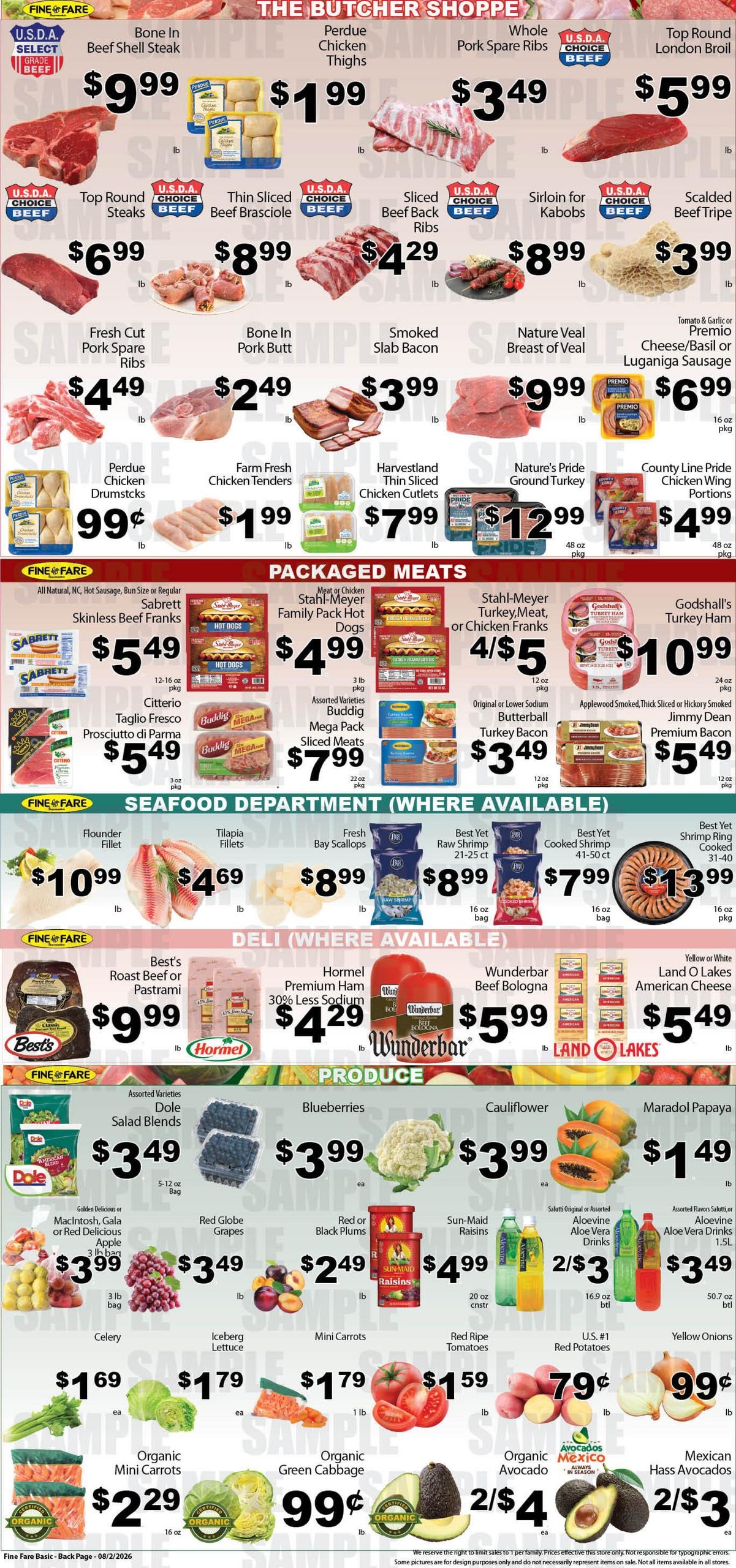 Fine Fare Supermarkets (New York–Jersey City Area, NJ–NY) Weekly Ad August 2 - 8, 2026