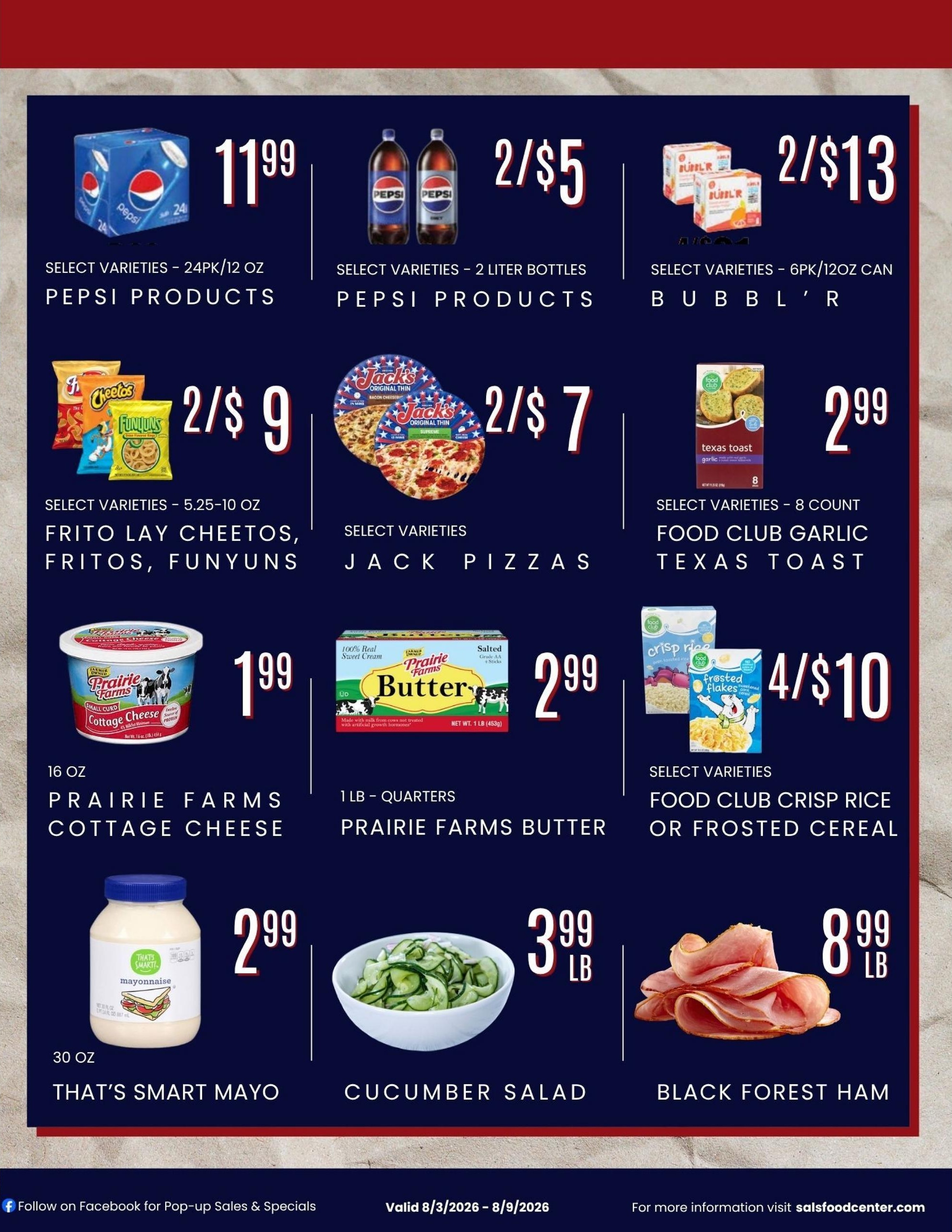 Sal's Food Center (Iron Mountain–Green Bay Area, MI–WI) Weekly Ad August 3 - 9, 2026