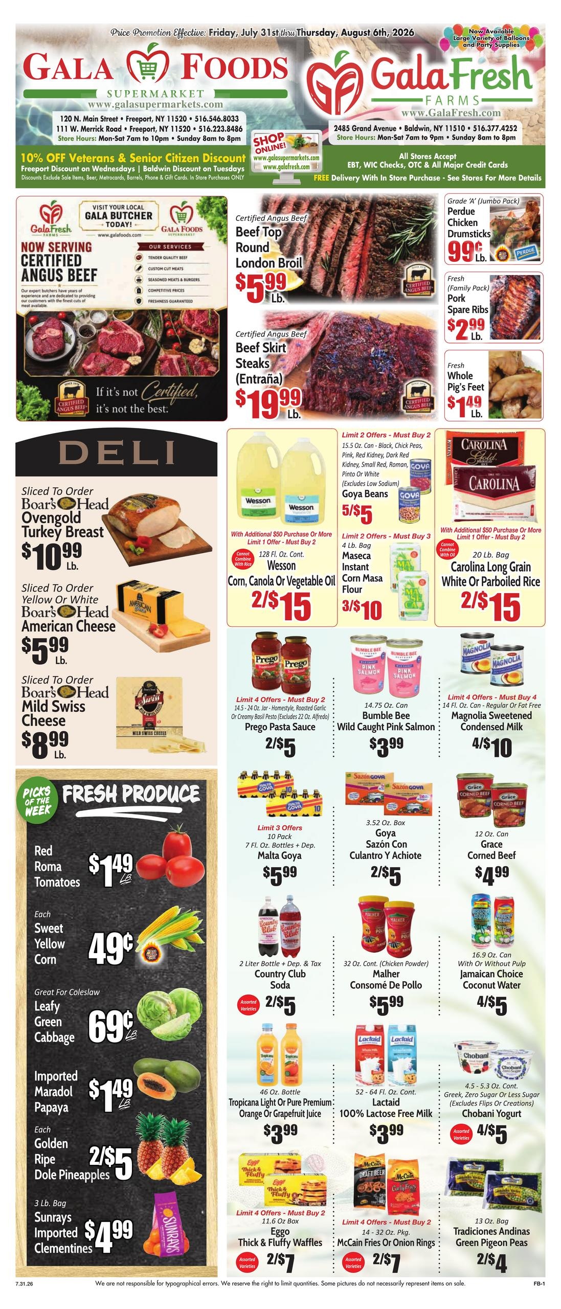 Gala Supermarkets Weekly Ad July 31 - August 6, 2026