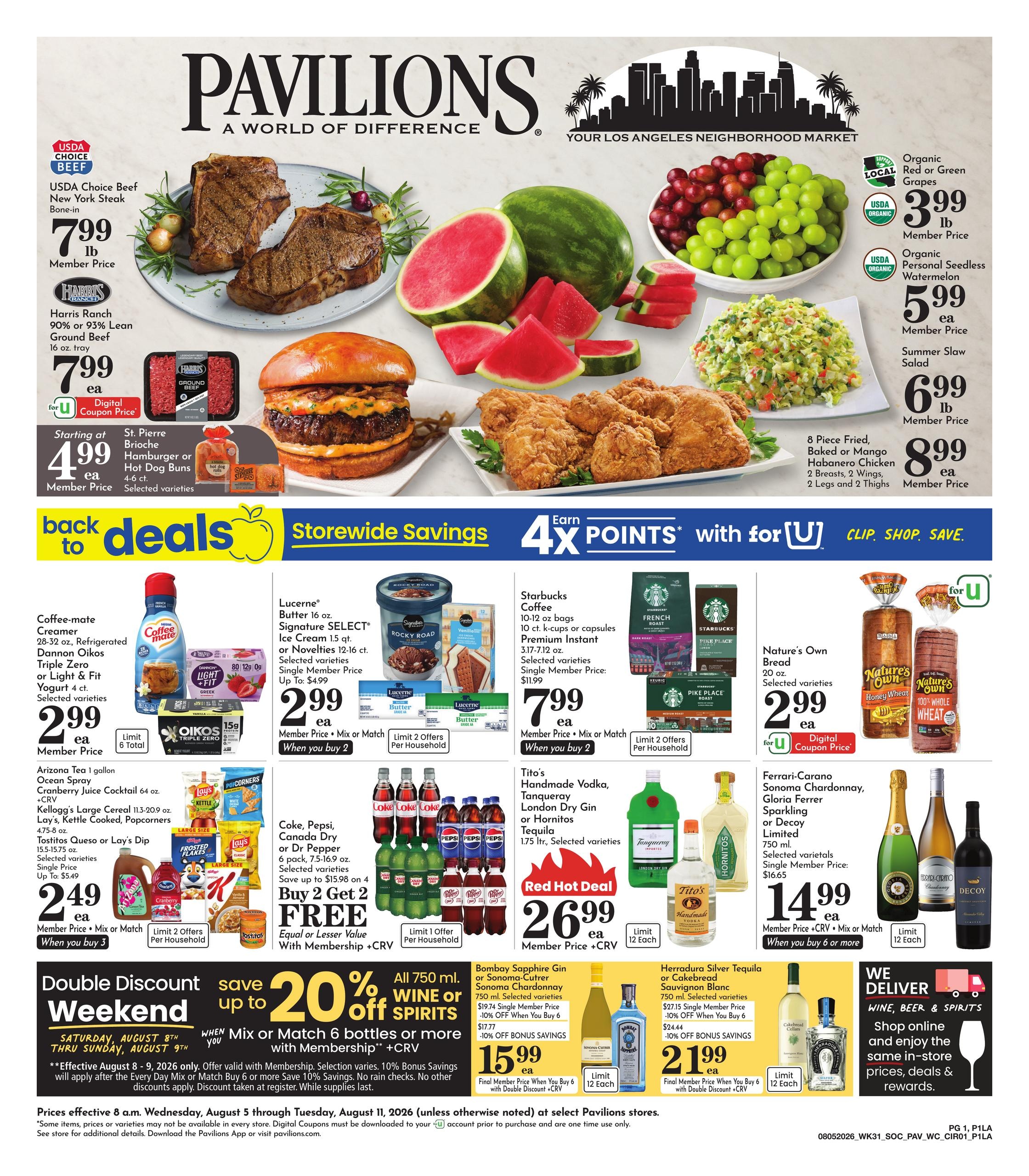 Pavilions (Burbank–El Monte Area, CA) Weekly Ad August 5 - 11, 2026