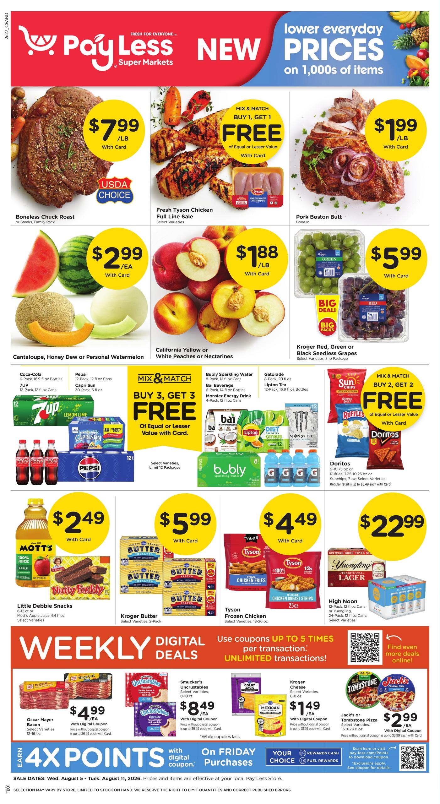 Pay Less Super Markets Weekly Ad August 5 - 11, 2026