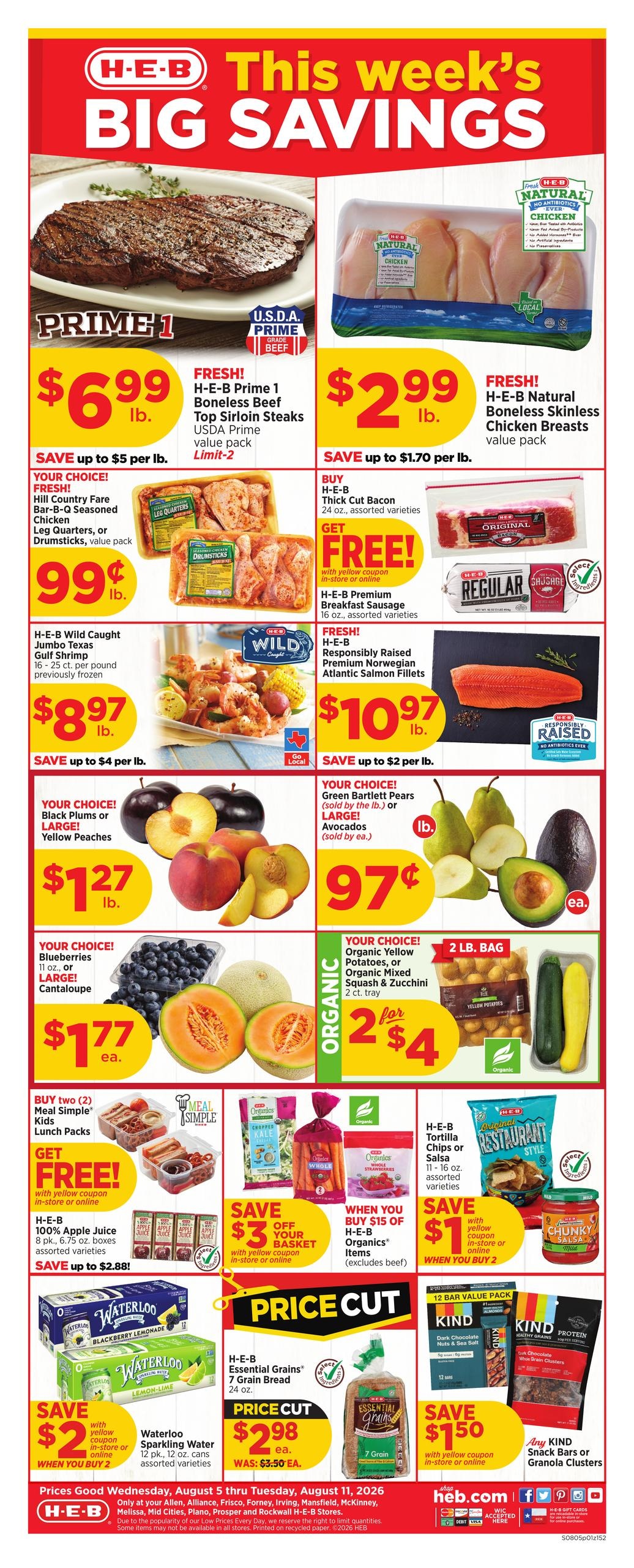 H-E-B (Mesquite–Coppell Area, TX) Weekly Ad August 5 - 11, 2026