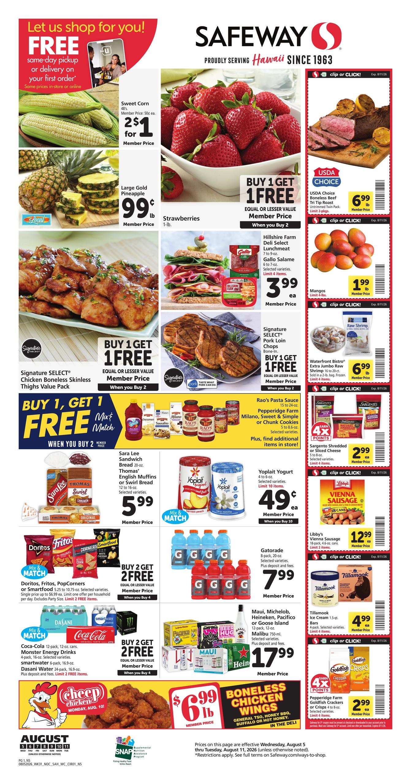 Safeway (Honolulu–Fort Shafter Area, HI) Weekly Ad August 5 - 11, 2026