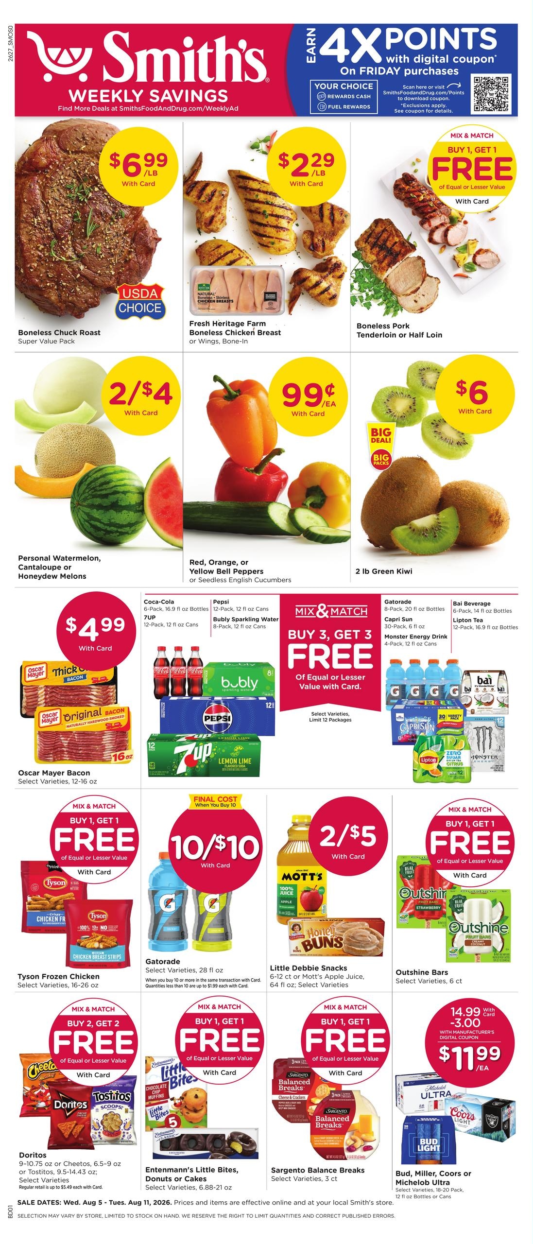 Smith's (Carson City–Reno Area, CA–NV) Weekly Ad August 5 - 11, 2026