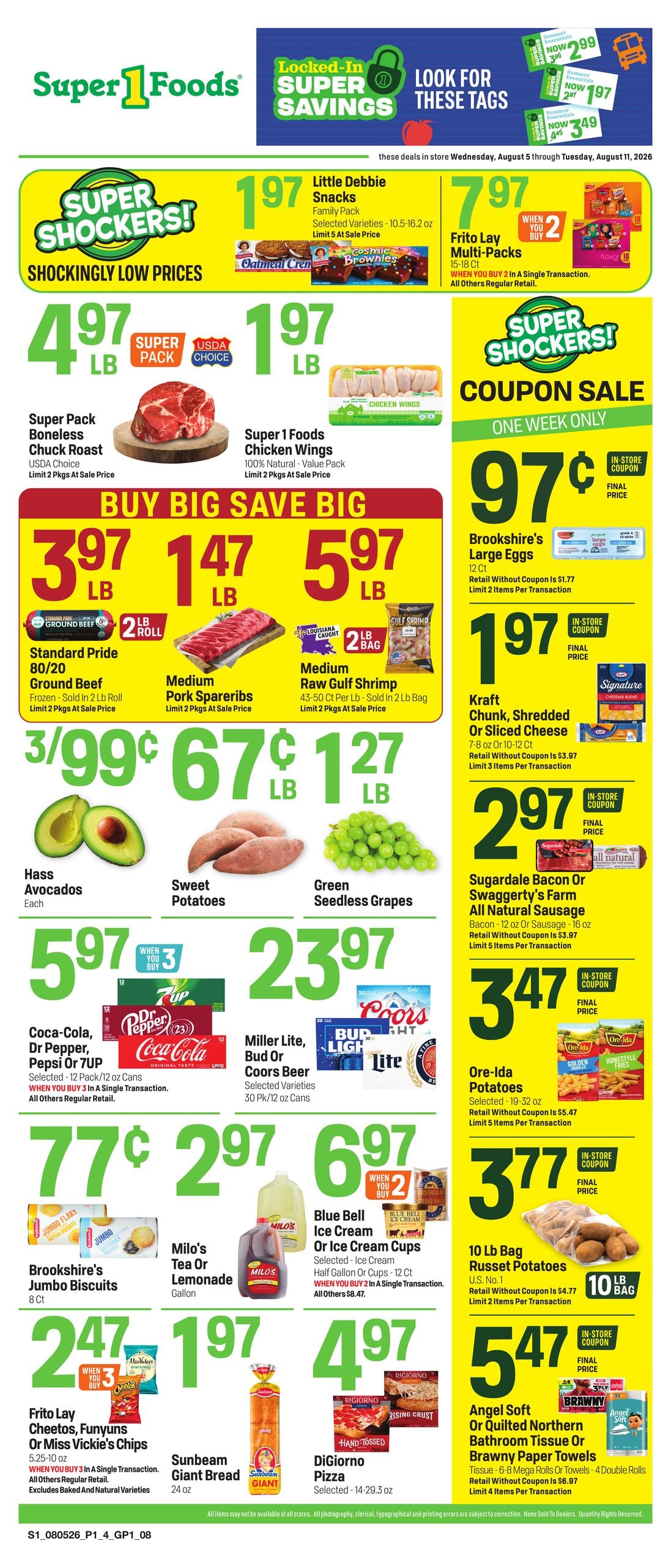 Super 1 Foods & Discount Pharmacy (Texarkana–Texarkana Area, AR–TX) Weekly Ad August 5 - 11, 2026