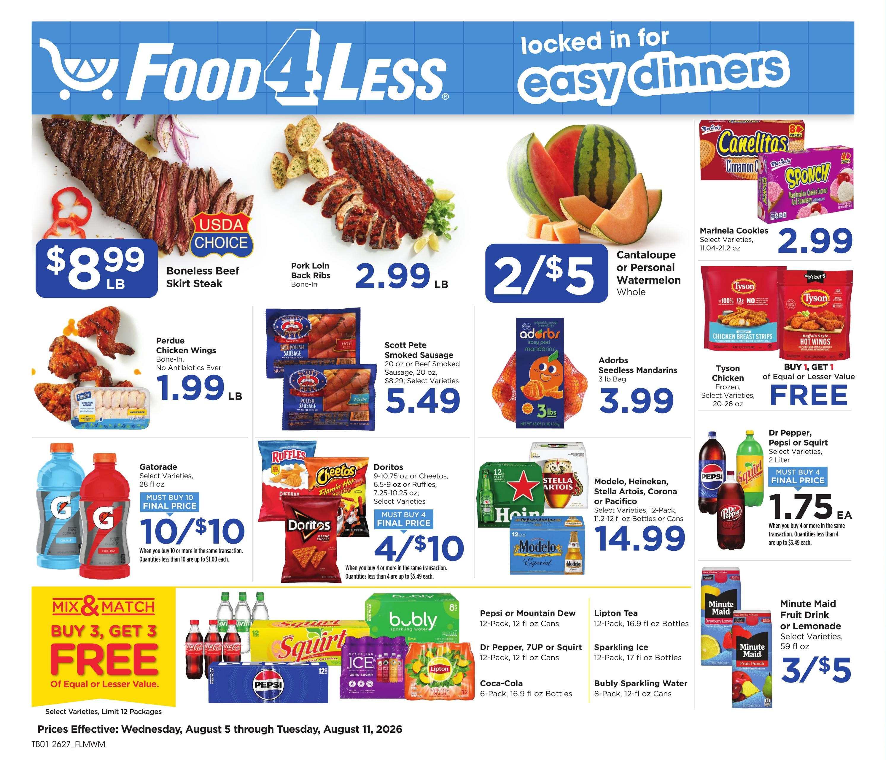Food 4 Less (Chicago–Naperville Area, IL) Chicago Weekly Ad August 5 - 11, 2026
