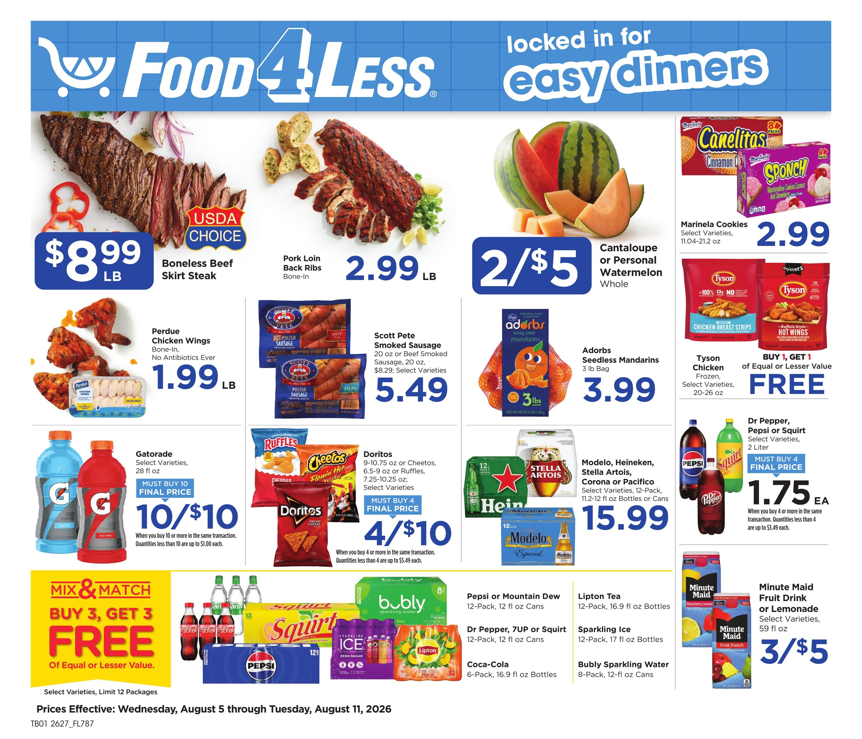 Food 4 Less (Hammond–Highland Area, IL–IN) Chicago Weekly Ad August 5 - 11, 2026