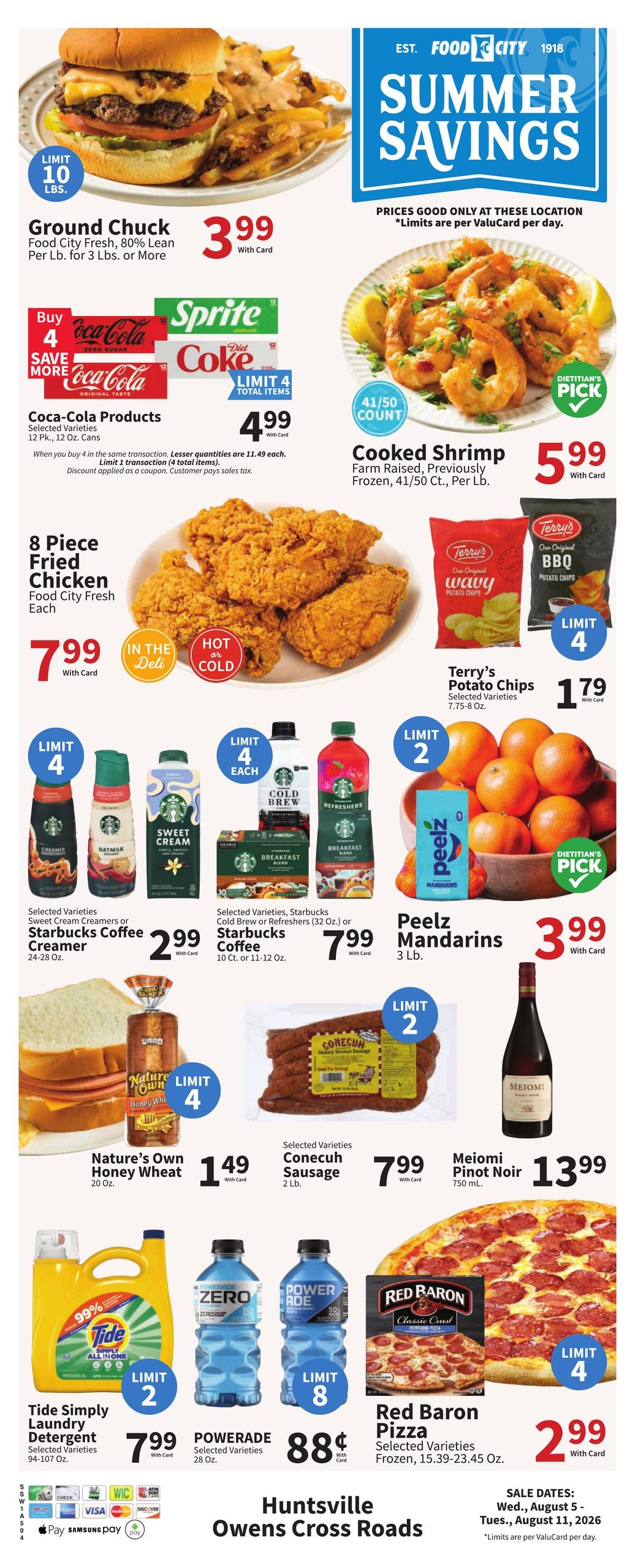 FoodCity (Huntsville Area, AL) Weekly Ad August 5 - 11, 2026