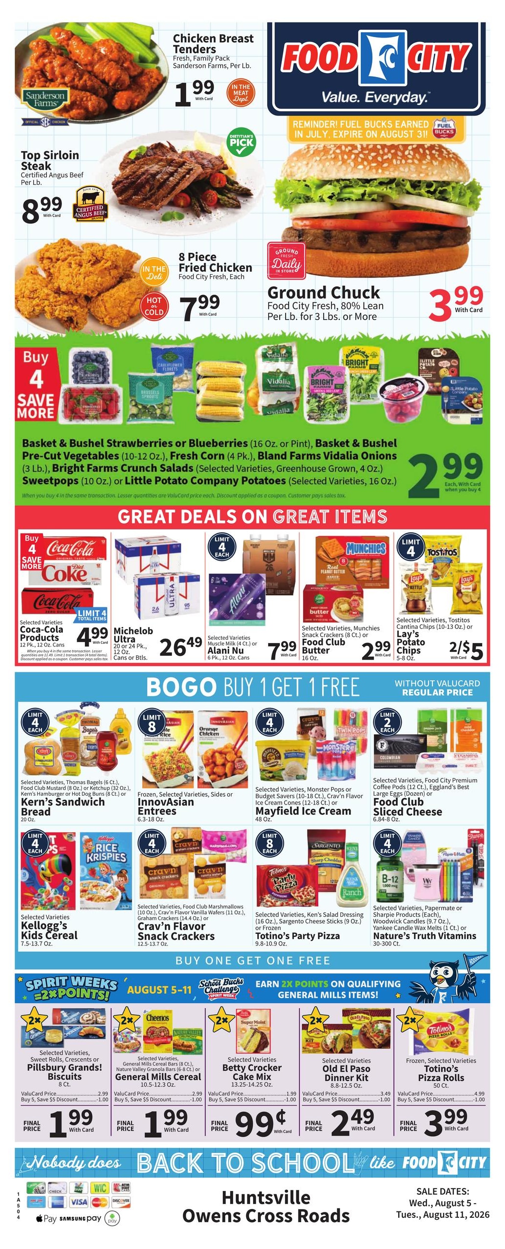 FoodCity (Huntsville Area, AL) Weekly Ad August 5 - 11, 2026