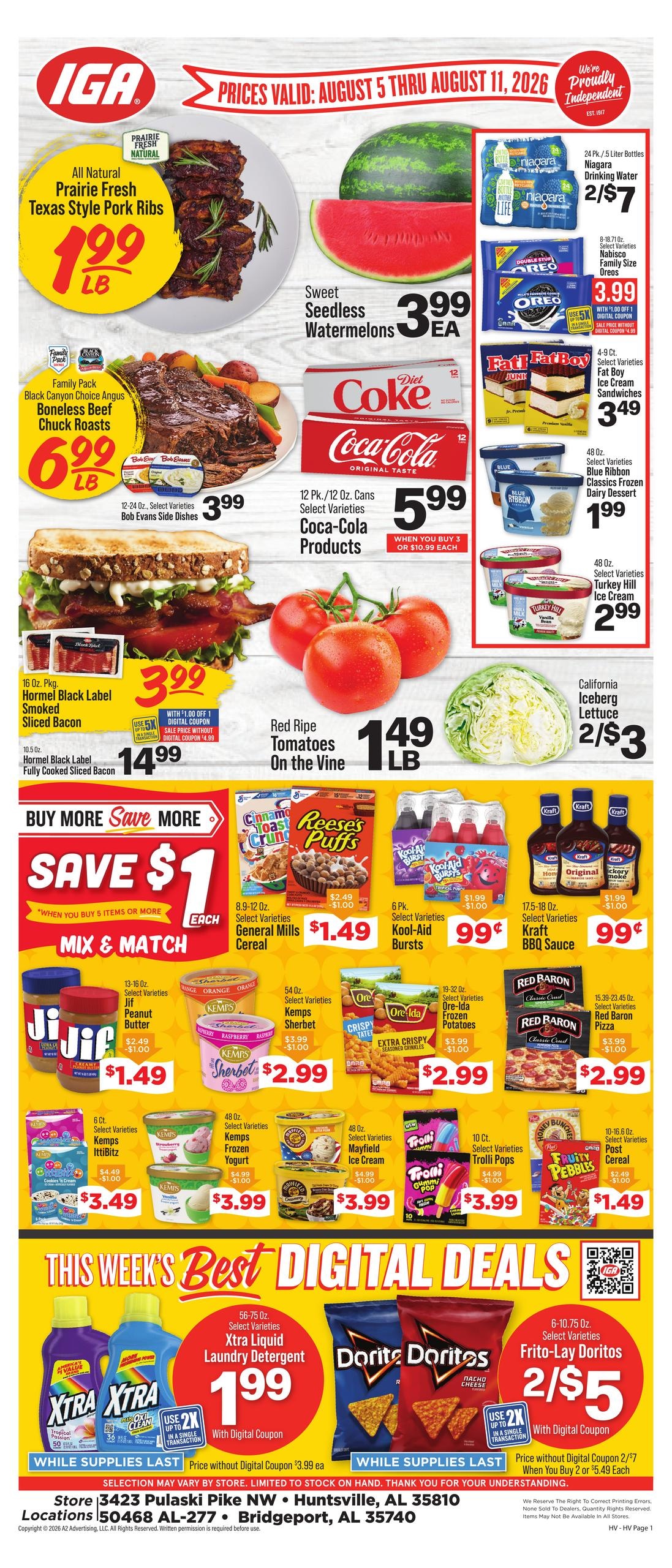 IGA (Huntsville Area, AL) Weekly Ad August 5 - 11, 2026