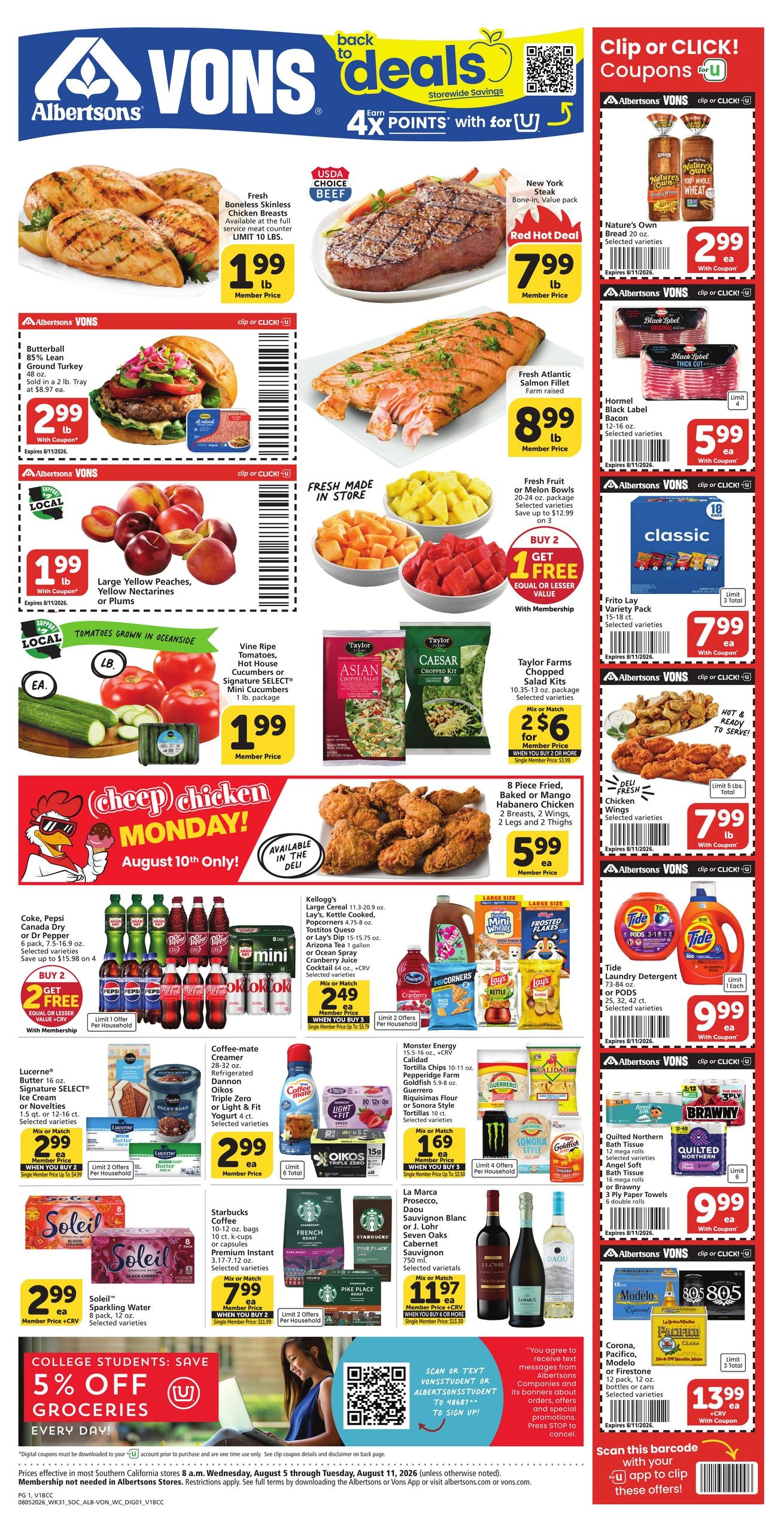 Vons (Adelanto Area, CA) Weekly Ad August 5 - 11, 2026