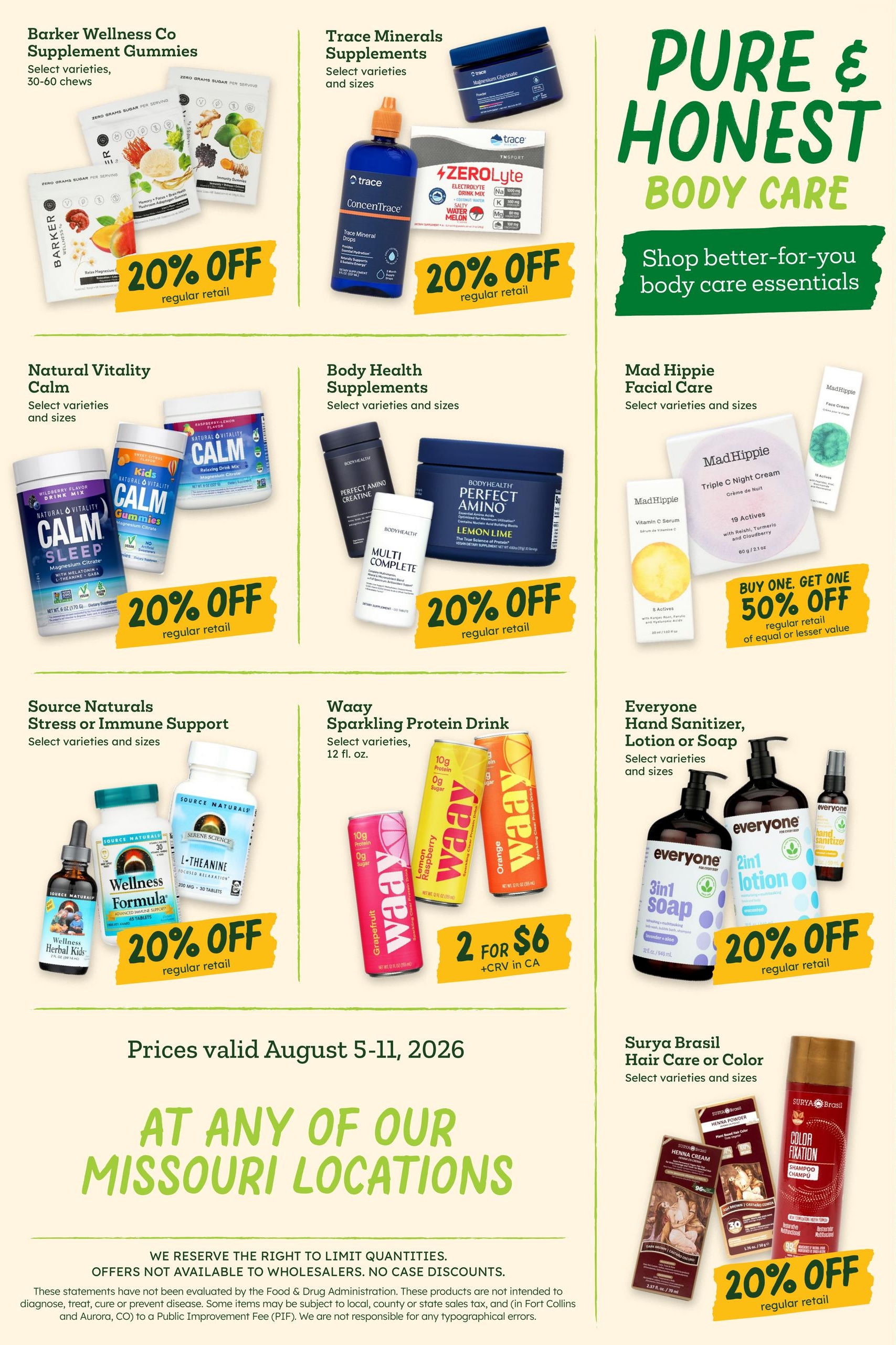 Sprouts Farmers Market (Kansas City–Independence Area, KS–MO) Weekly Ad August 5 - 11, 2026