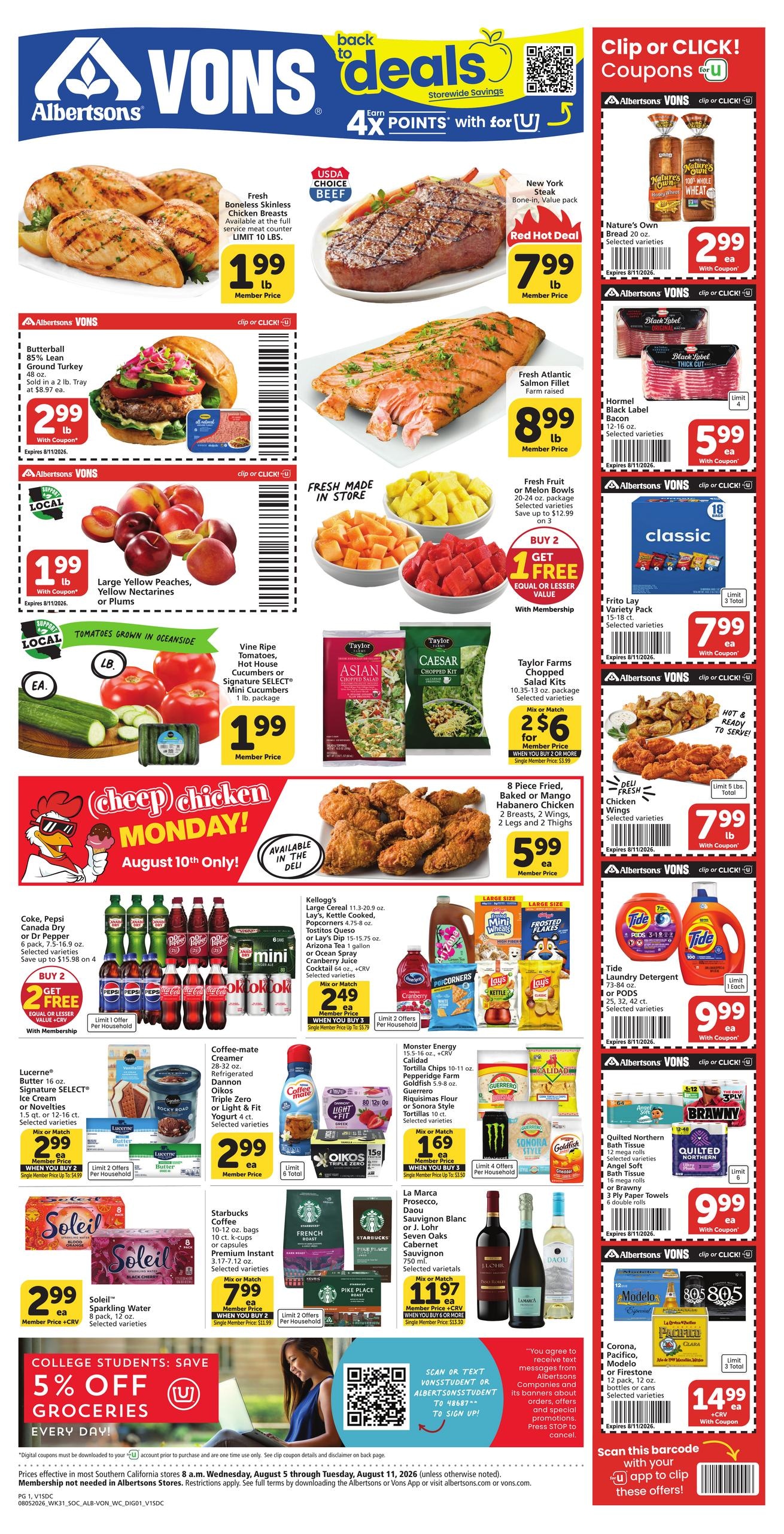 Albertsons (San Diego–La Jolla Area, CA) Weekly Ad August 5 - 11, 2026
