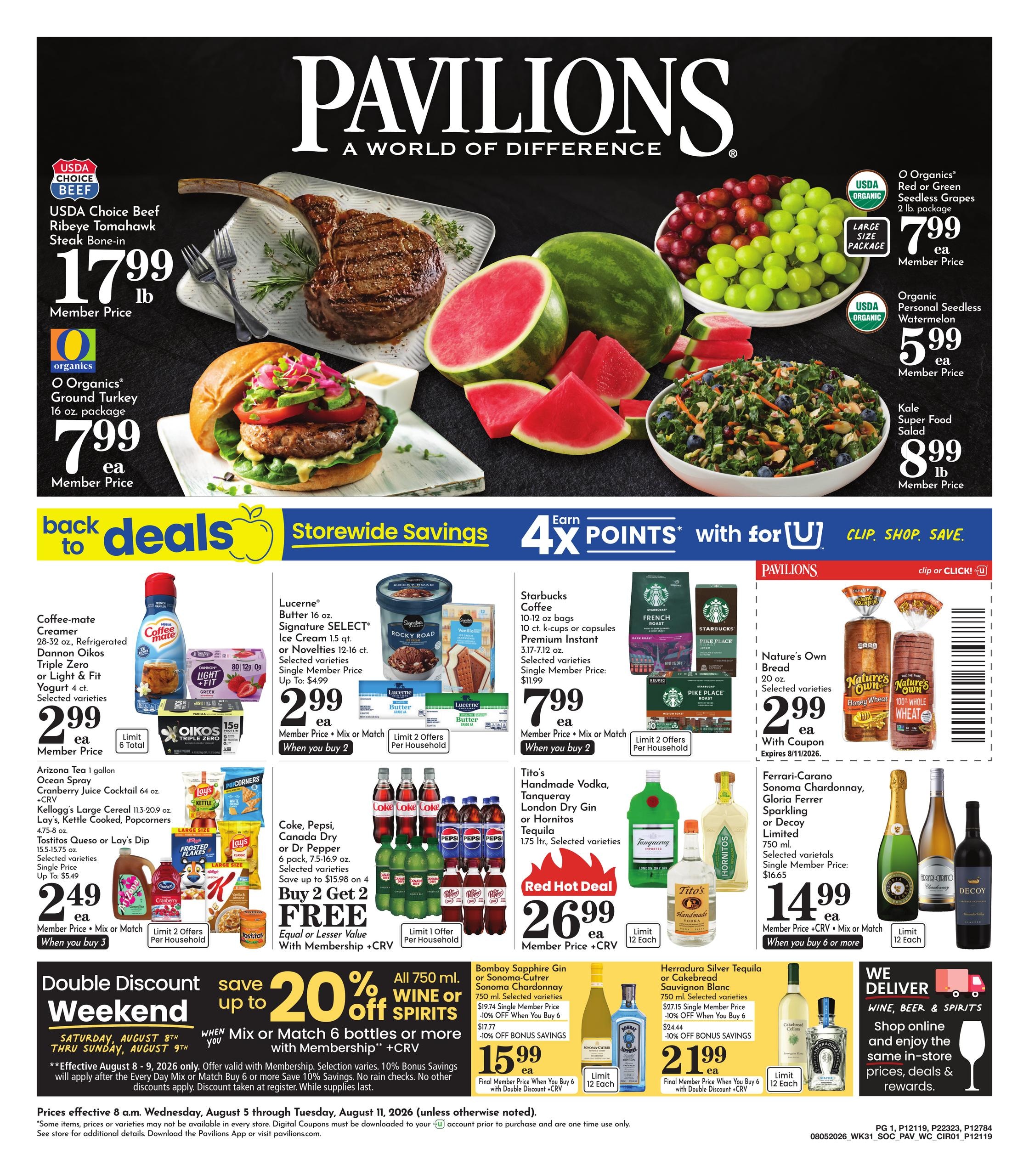 Pavilions (San Diego–National City Area, CA) Weekly Ad August 5 - 11, 2026