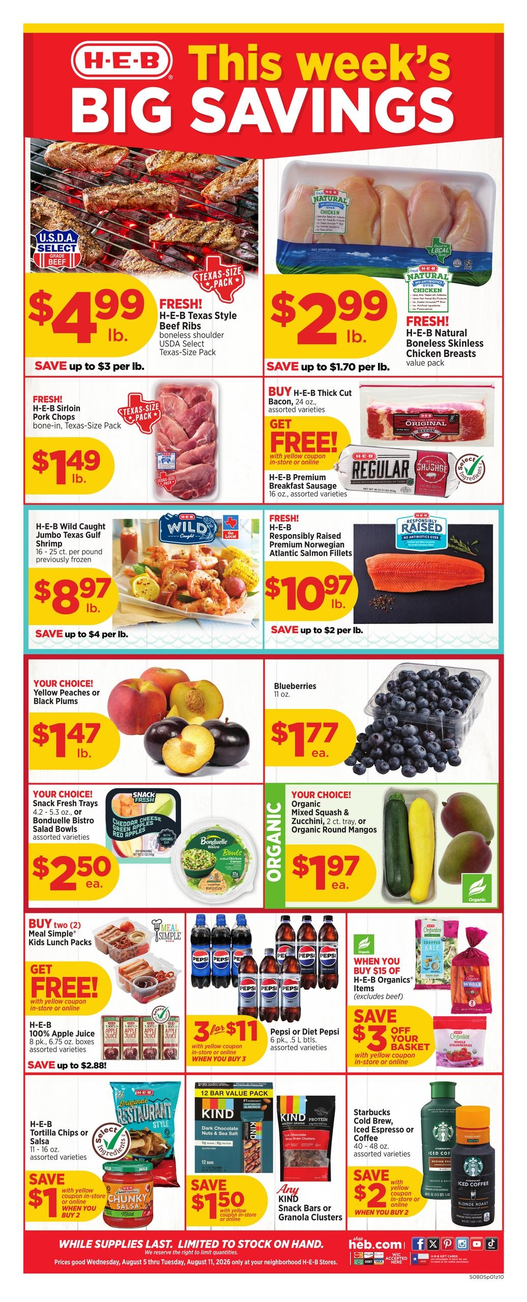 H-E-B (Axtell Area, TX) Weekly Ad August 5 - 11, 2026