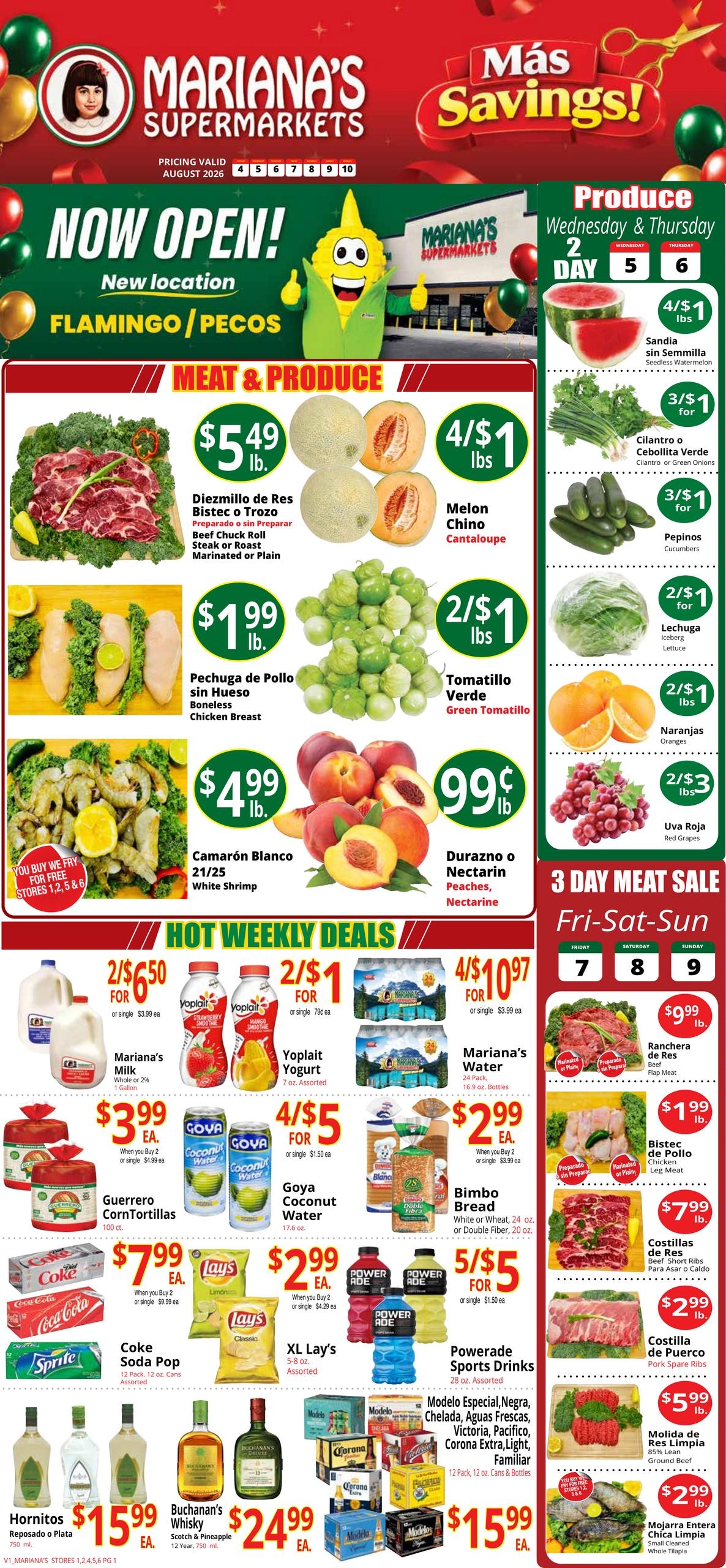 Mariana's Supermarkets (Las Vegas–North Las Vegas Area, NV) Weekly Ad August 4 - 10, 2026