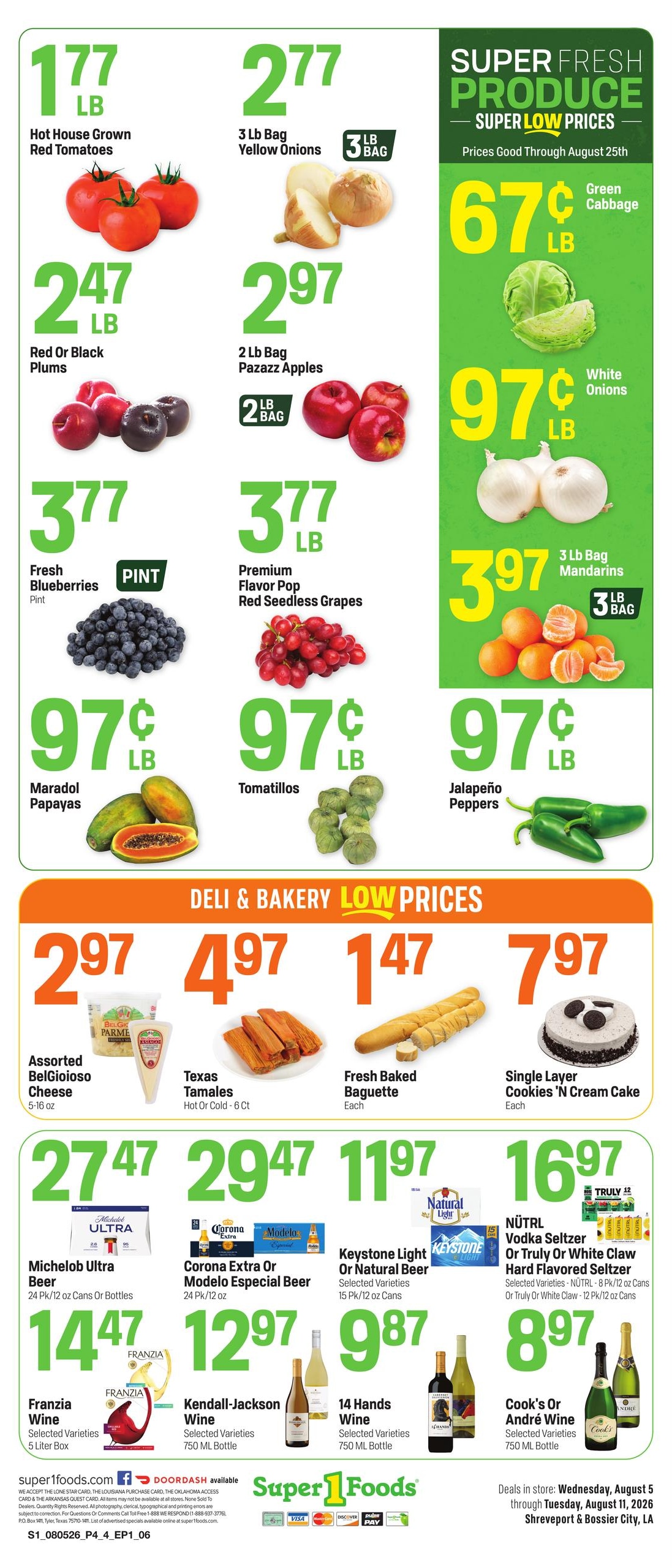 Super 1 Foods & Discount Pharmacy (Shreveport–Bossier City Area, LA) Weekly Ad August 5 - 11, 2026