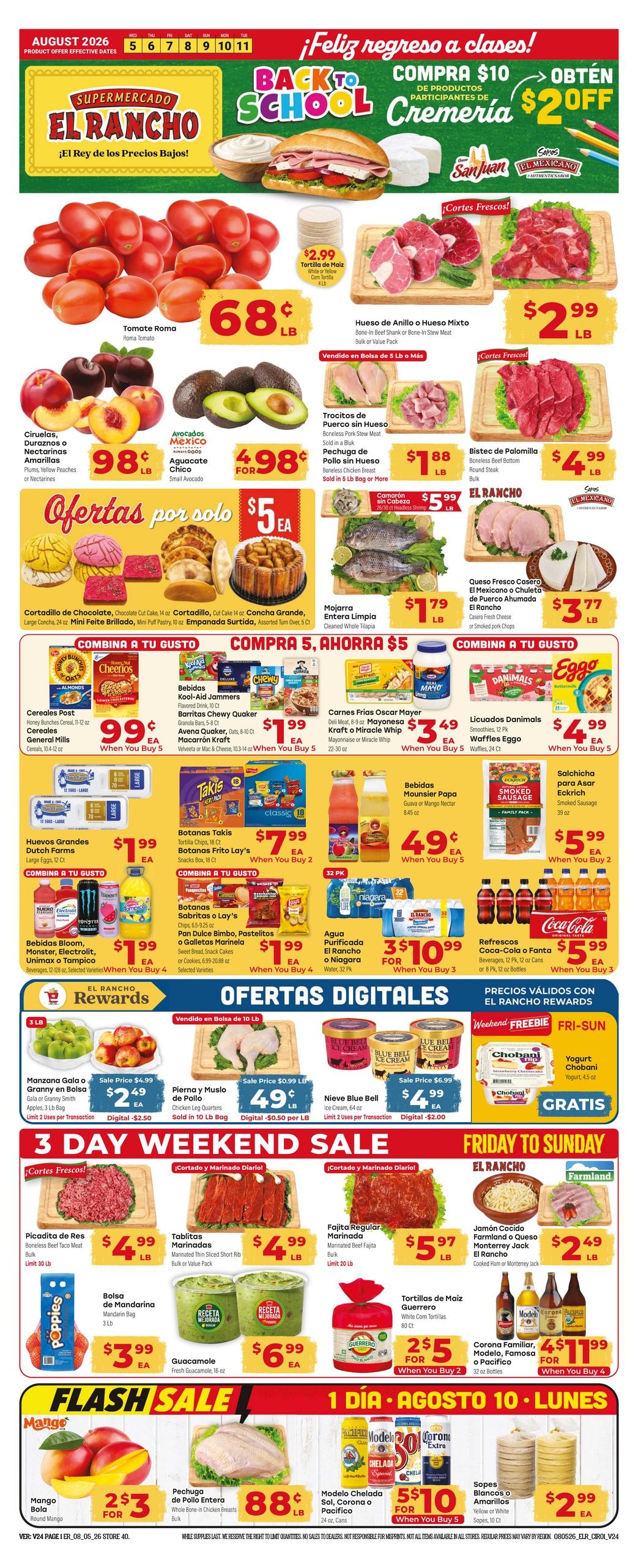 El Rancho Supermercado (Bedford Area, TX) Weekly Ad August 5 - 11, 2026