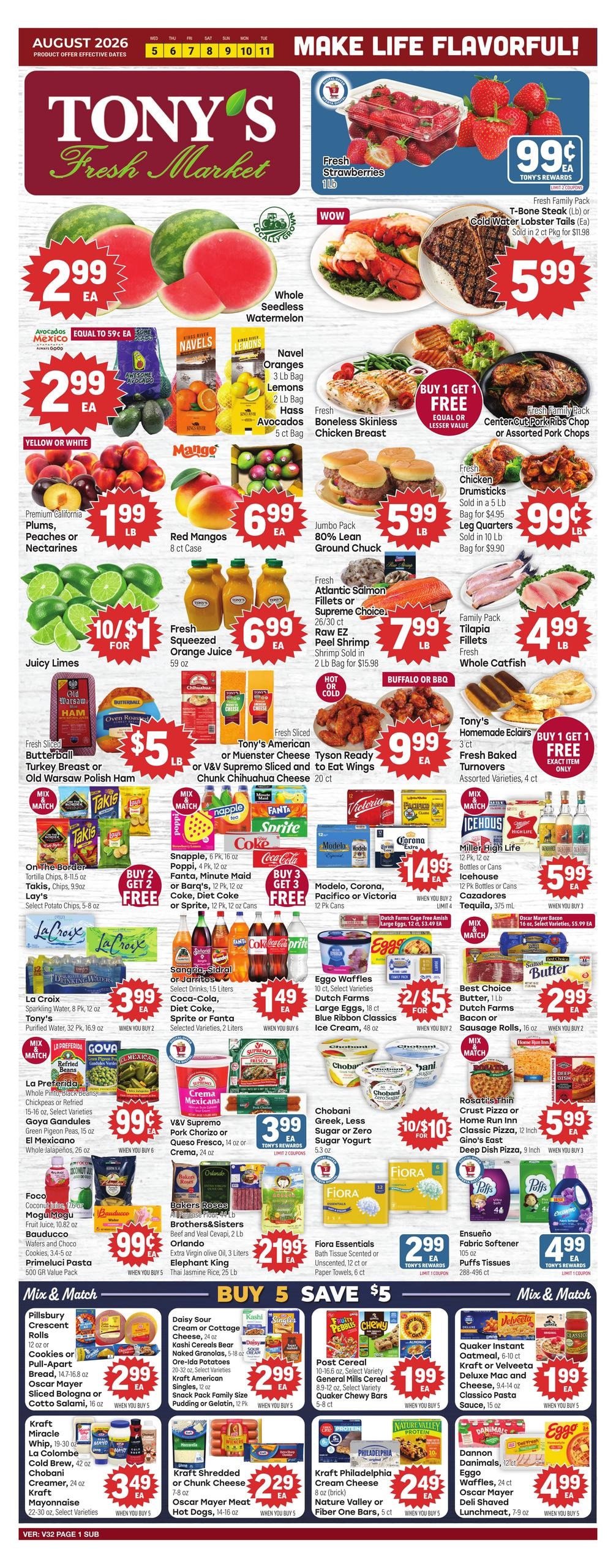 Tony's Fresh Market (Joliet–Plainfield Area, IL) Weekly Ad August 5 - 11, 2026