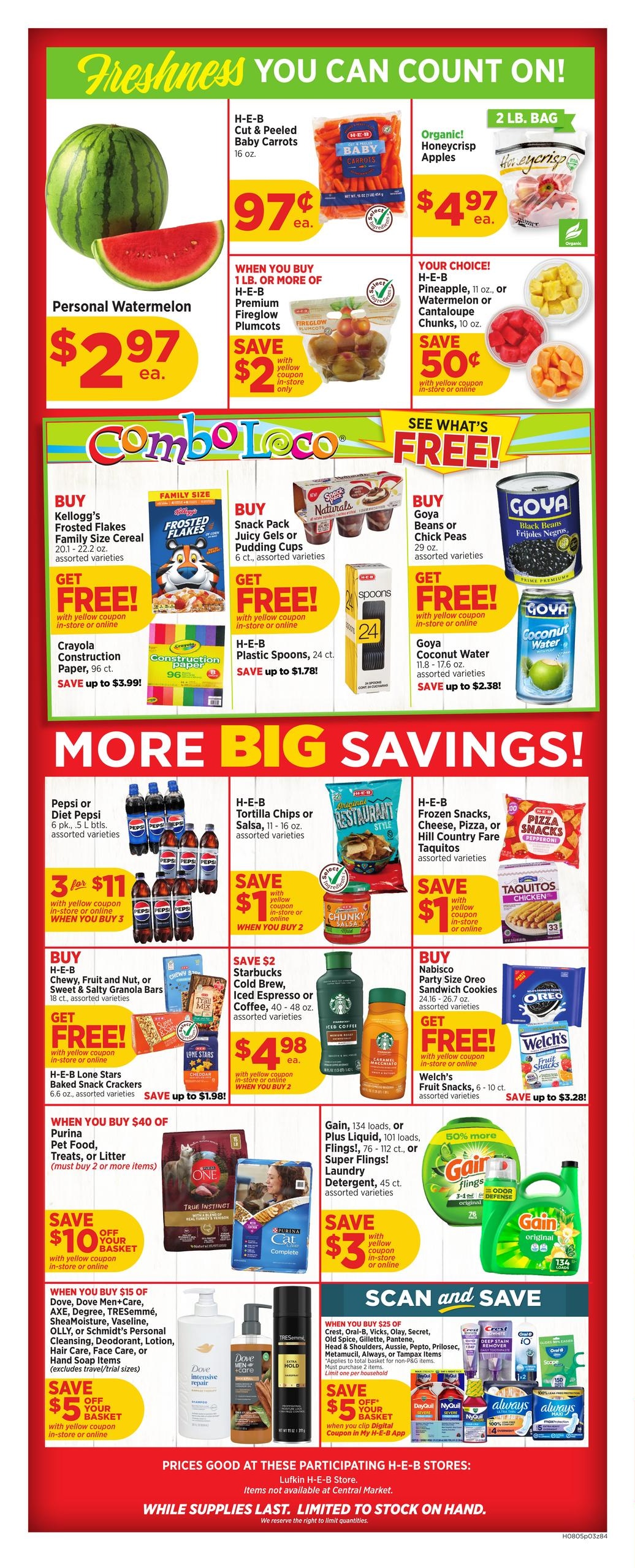 H-E-B (Lufkin–Huntington Area, TX) Weekly Ad August 5 - 11, 2026