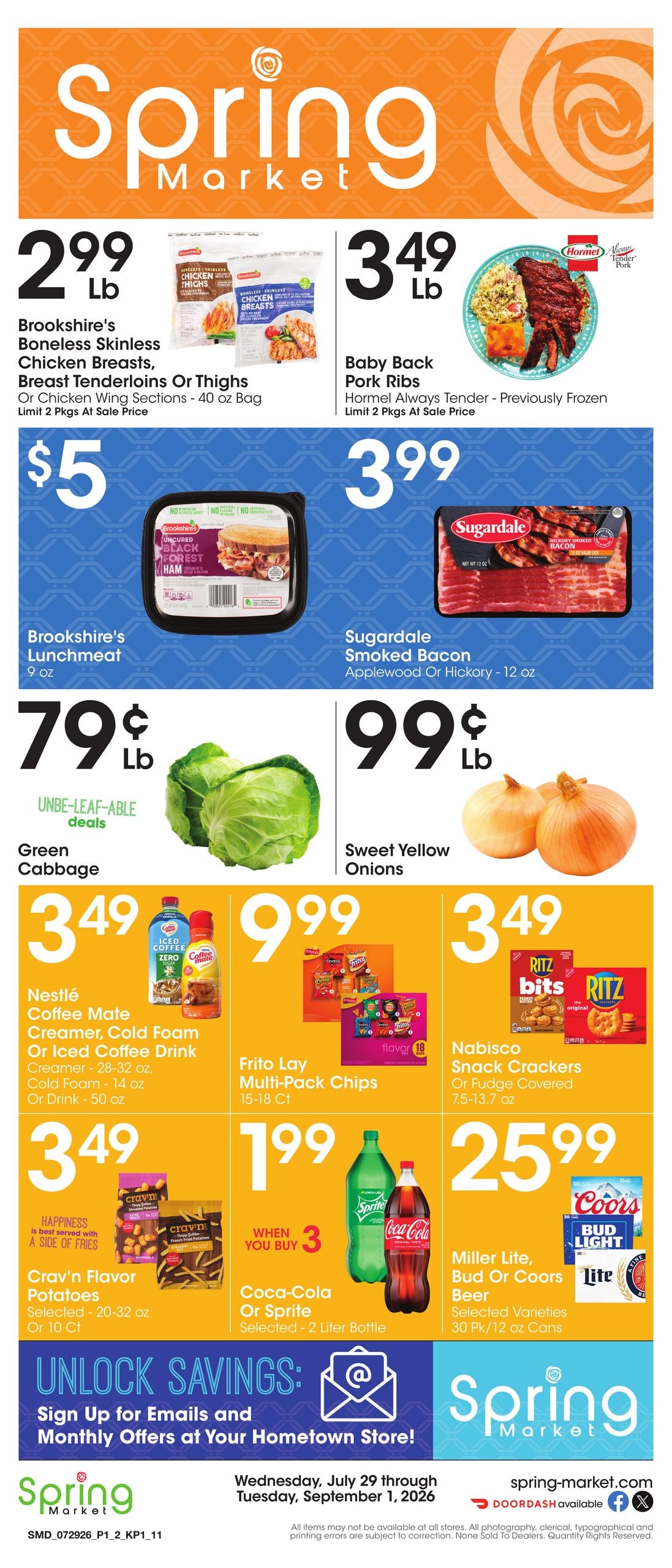 Spring Market (Hawley–Anson Area, TX) Weekly Ad July 30 - September 1, 2026
