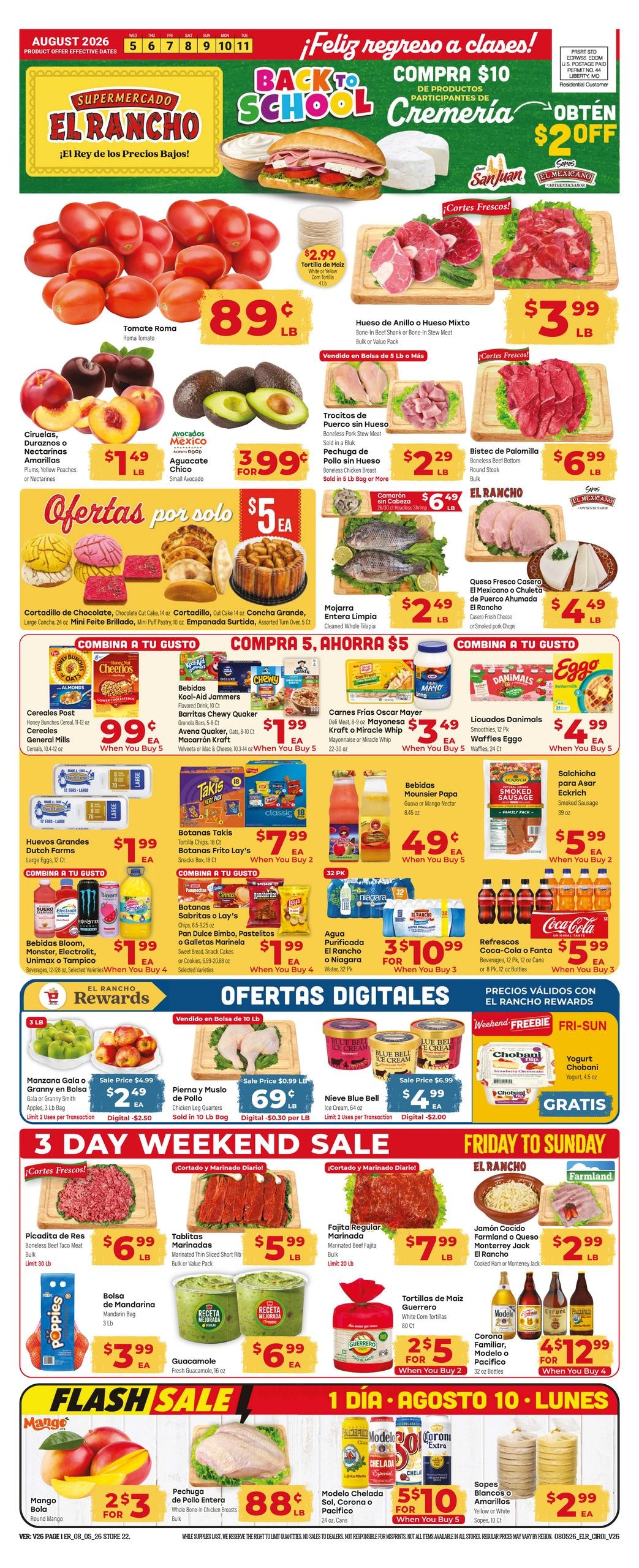El Rancho Supermercado (Odessa Area, TX) Weekly Ad August 5 - 11, 2026