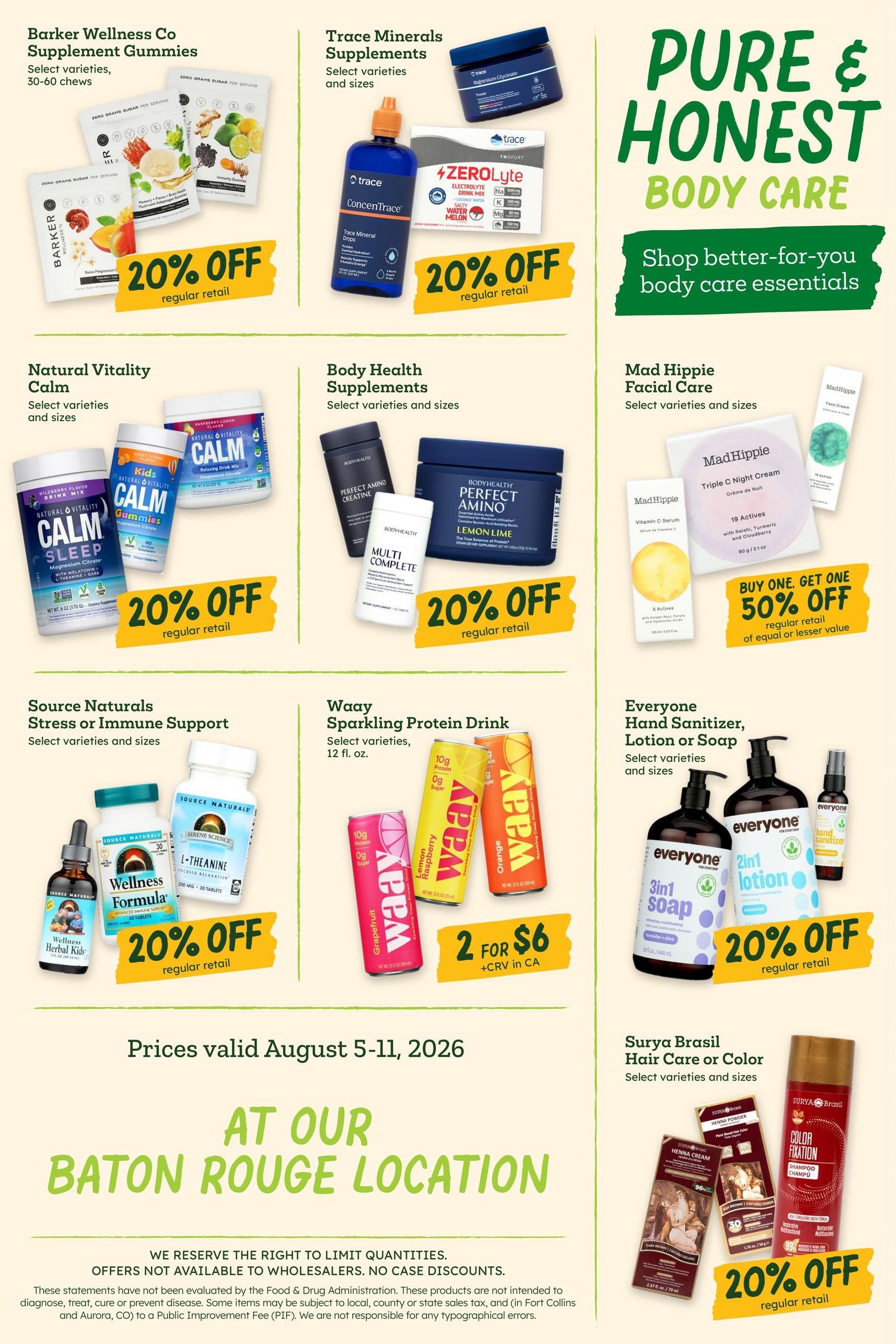 Sprouts Farmers Market (Baton Rouge Area, LA) Weekly Ad August 5 - 11, 2026