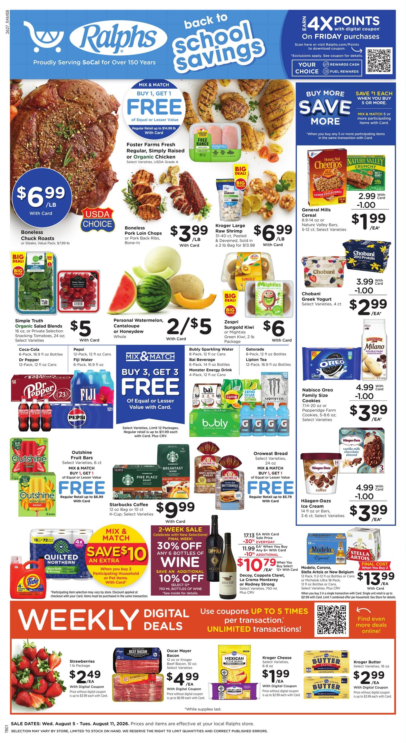 Ralphs (Palos Verdes Peninsula-Santa Maria Area, CA) Weekly Ad August 5 - 11, 2026
