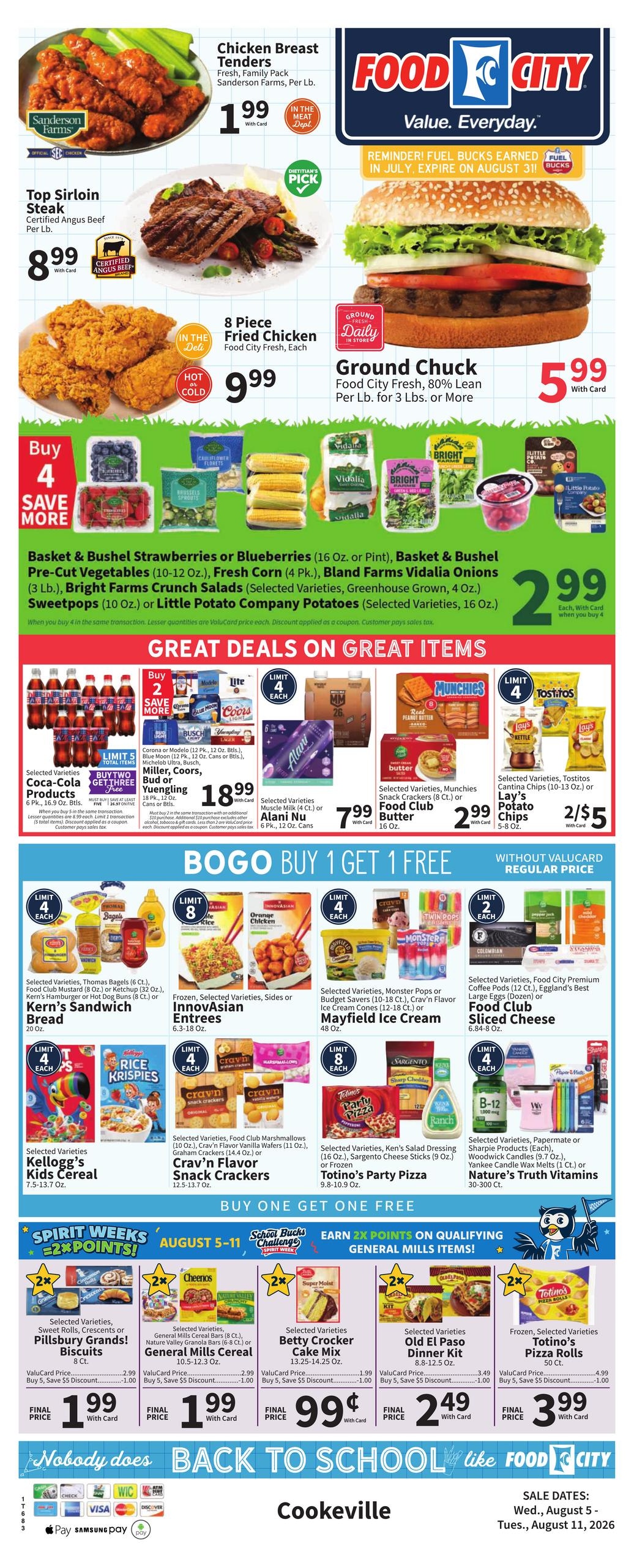 FoodCity (Cookeville Area, TN) Weekly Ad August 5 - 11, 2026